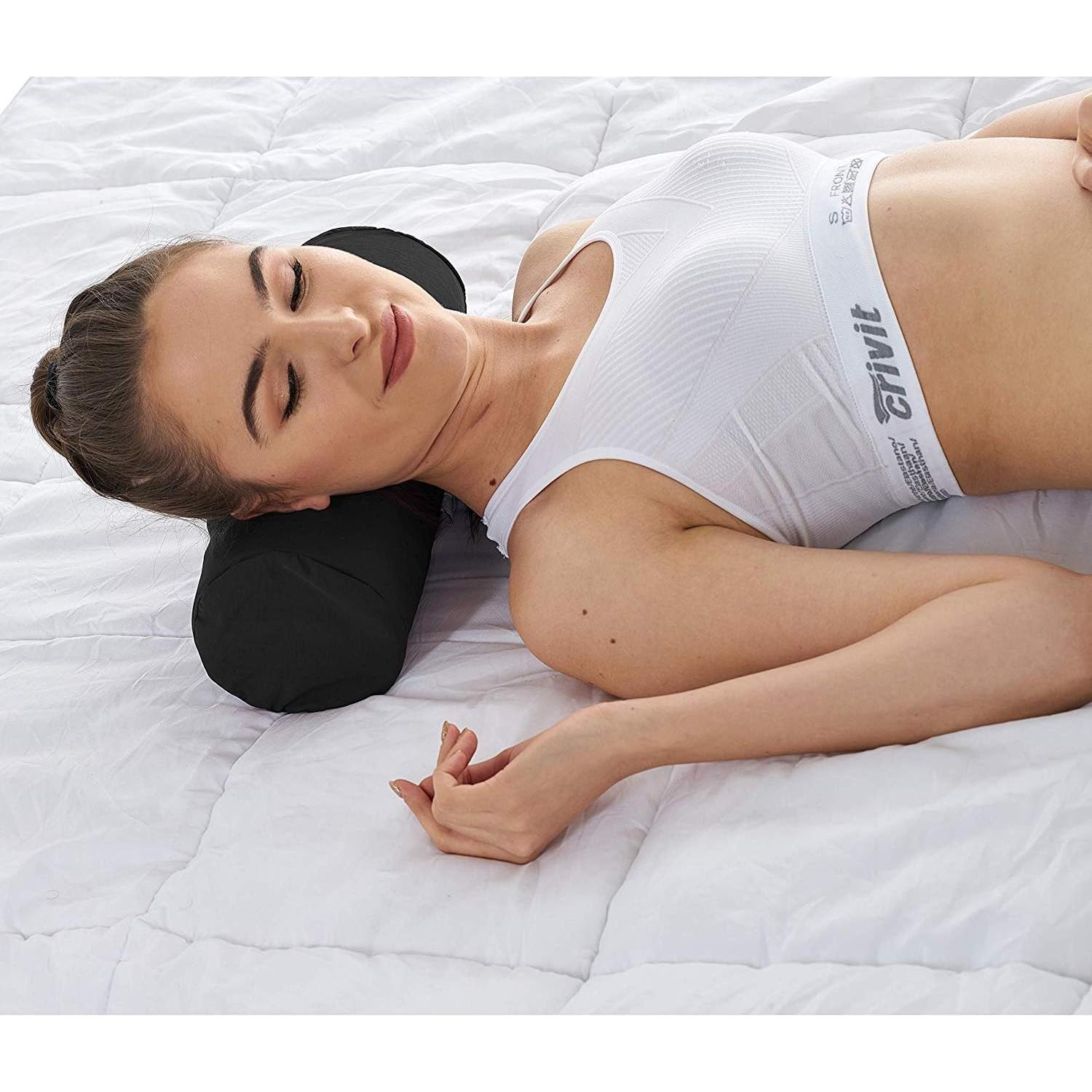 Bodyhealt Neck Roll - Original Cervical Round Pillow for Head, Spine & Back Pain Relief. Circle Support for Sleeping. Cylinder Firm Lumbar Bolster