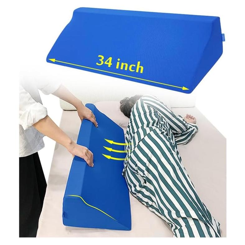 Wedge Pillow for Sleeping Bed Foam Body Positioning Wedges Adults Hospital Inclined Sleepers Cushion for Pressure Ulcer Bed Sores Treatment Turning Wedge Large Body Nursing Pillow 34"