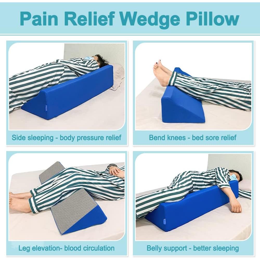 Wedge Pillow for Sleeping Bed Foam Body Positioning Wedges Adults Hospital Inclined Sleepers Cushion for Pressure Ulcer Bed Sores Treatment Turning Wedge Large Body Nursing Pillow 34"