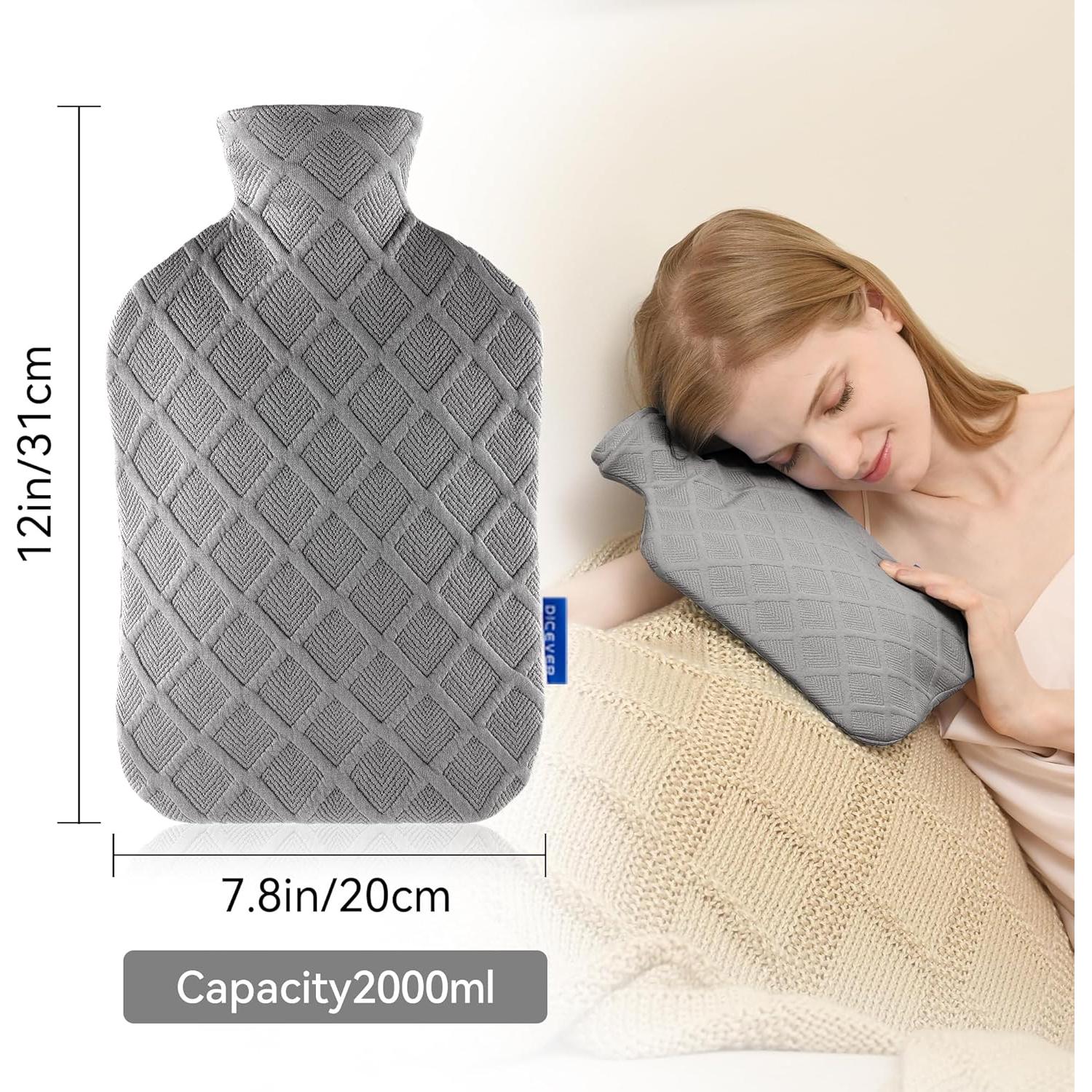 Botella de Agua Caliente DICEVER 2L con Funda Suave Gris