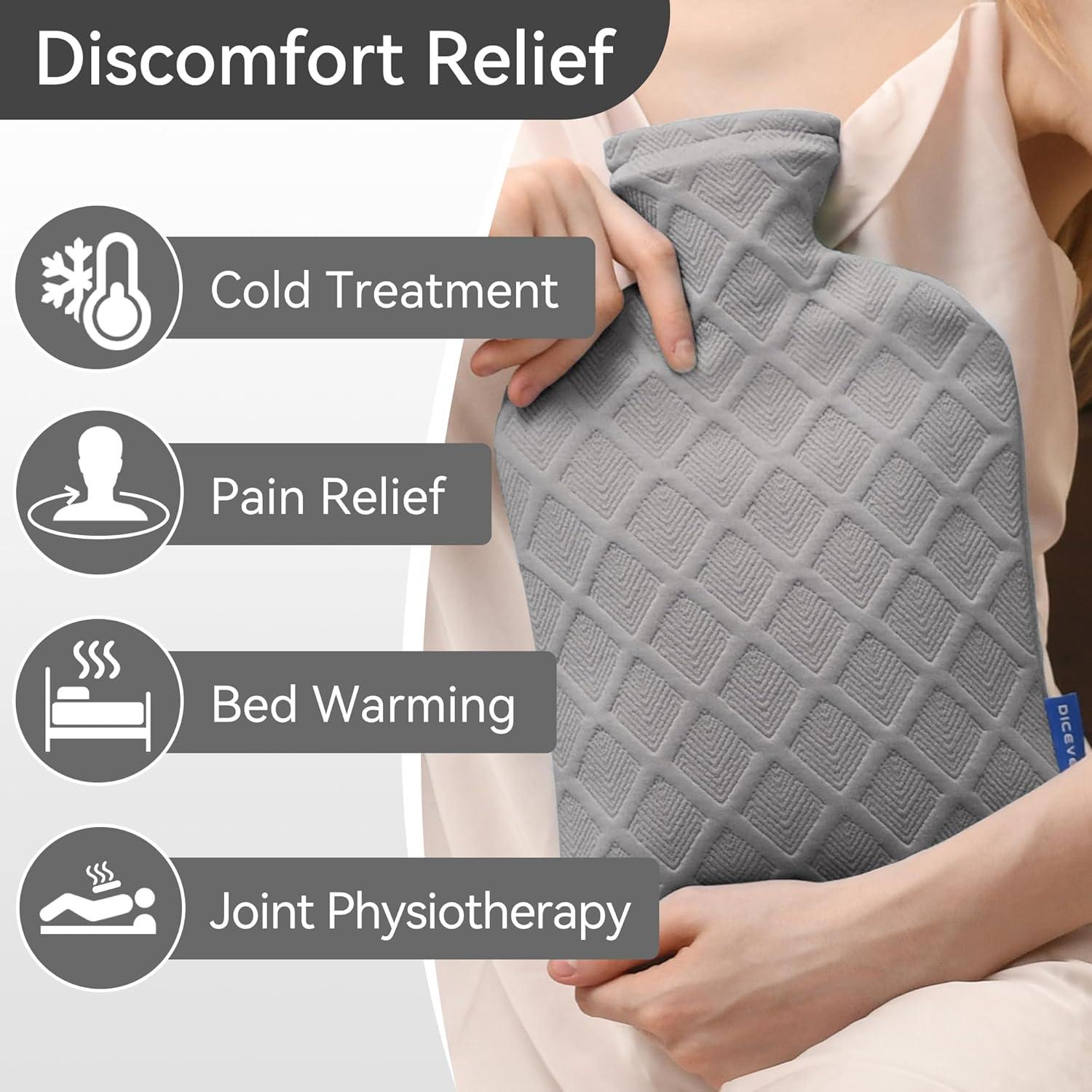 Botella de Agua Caliente DICEVER 2L con Funda Suave Gris