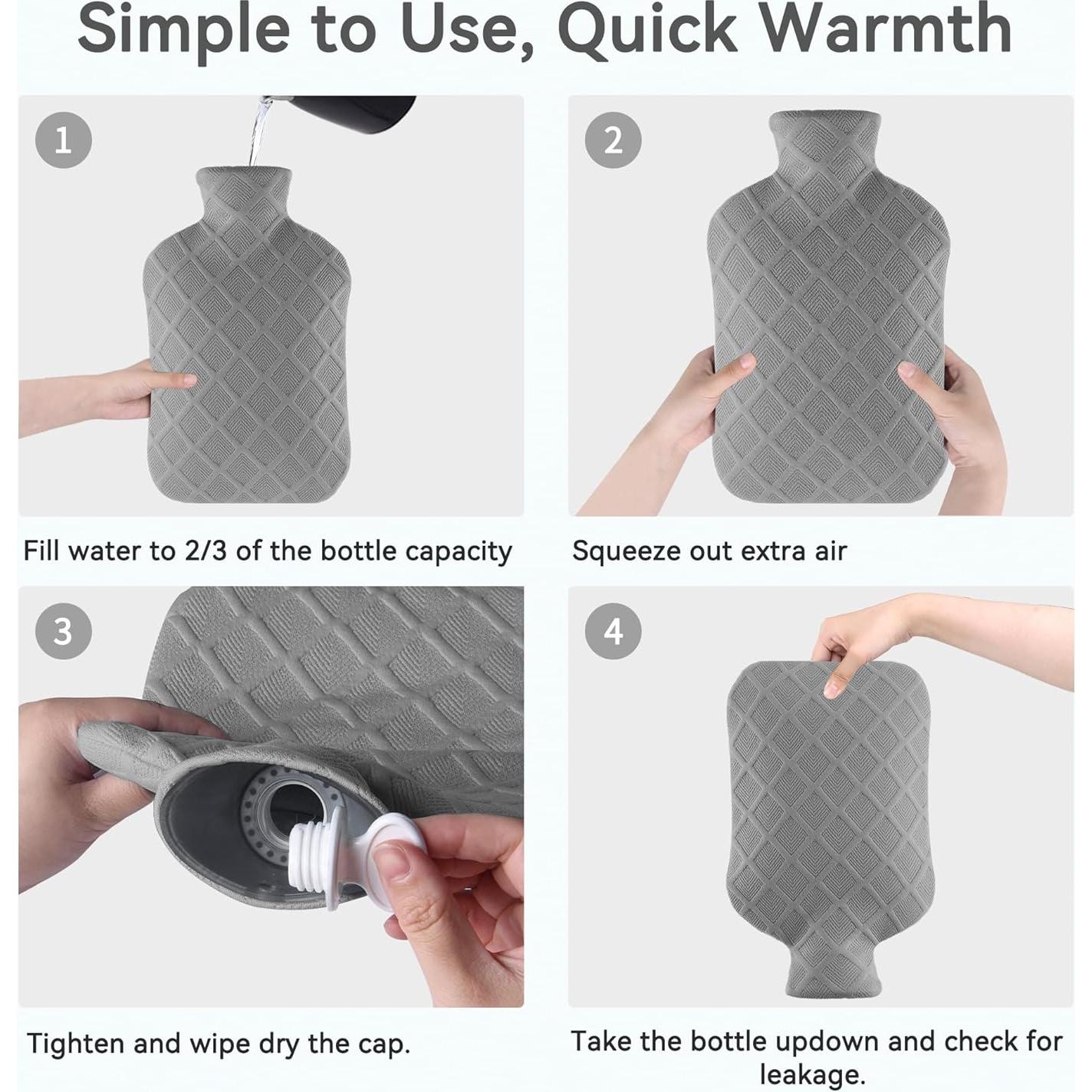 Botella de Agua Caliente DICEVER 2L con Funda Suave Gris