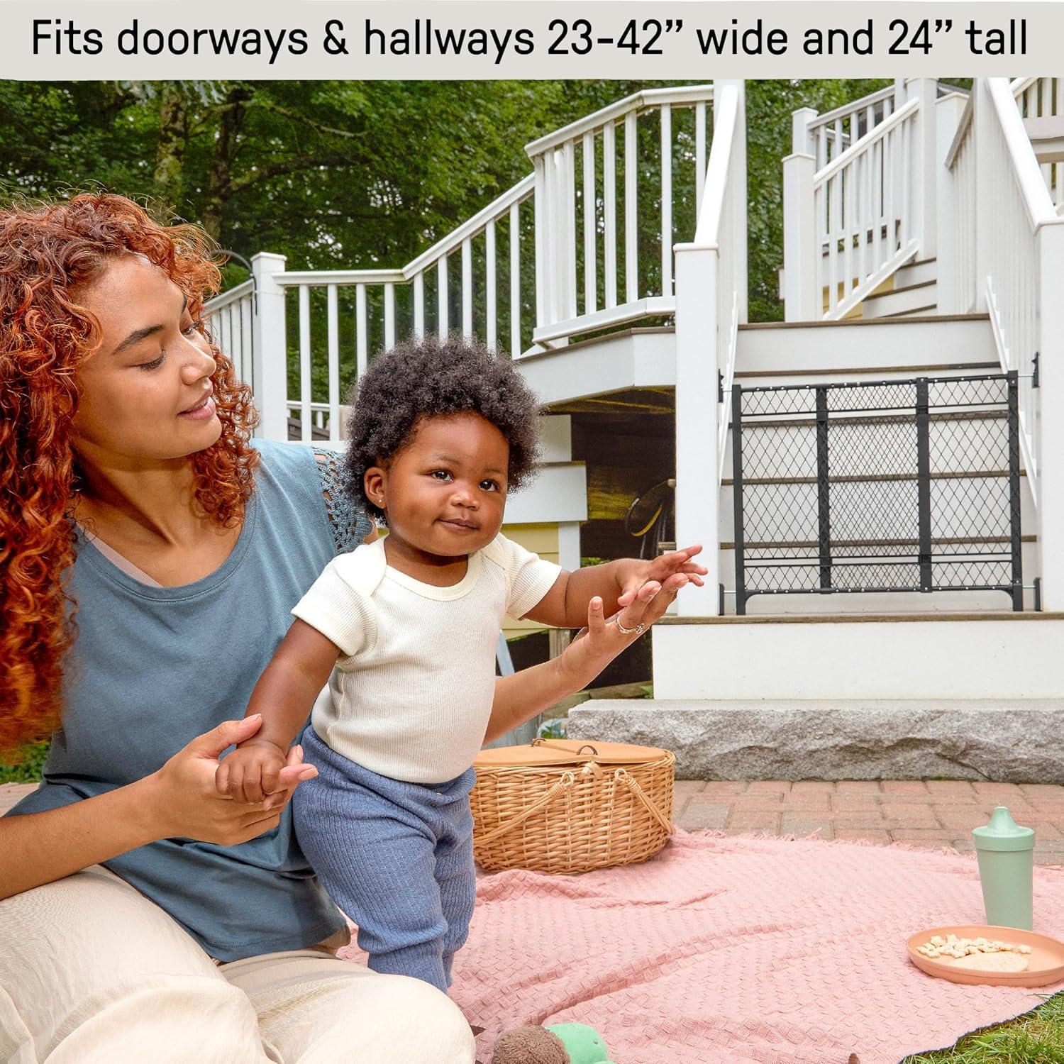 Ingenuity Doorway 42W Series Dog and Baby Gate, Indoor Outdoor, Won't Rust or Fade, Fits 23-42" Openings, 24” Tall