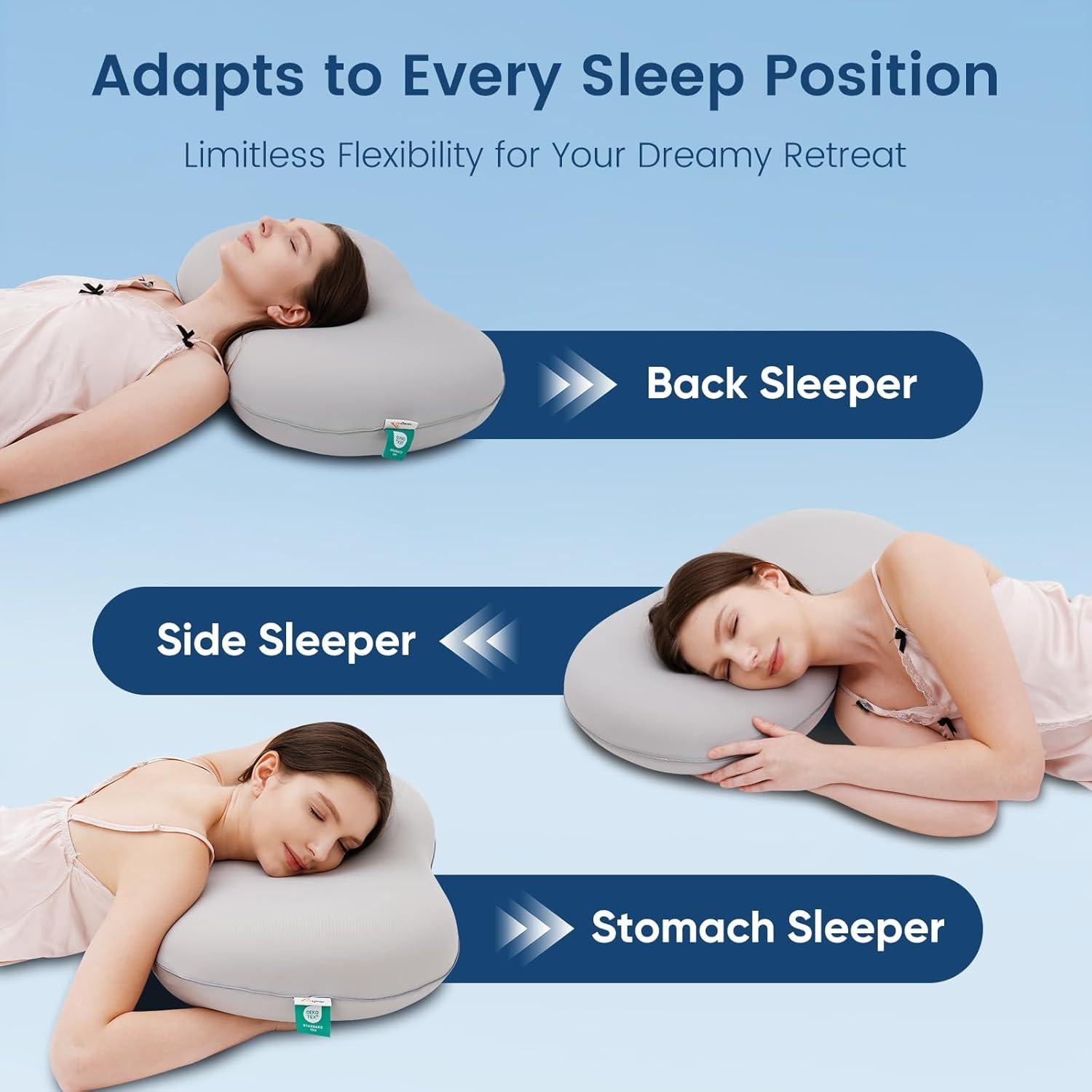 Elegear Deep Sleep Cooling Neck Pillow, Cervical Neck Support Pillow for Pain Relief with Zero-Pressure Tech & Built-in Springs Design, Ergonomic Contour Memory Foam Pillows for Back&Side Sleepers - M