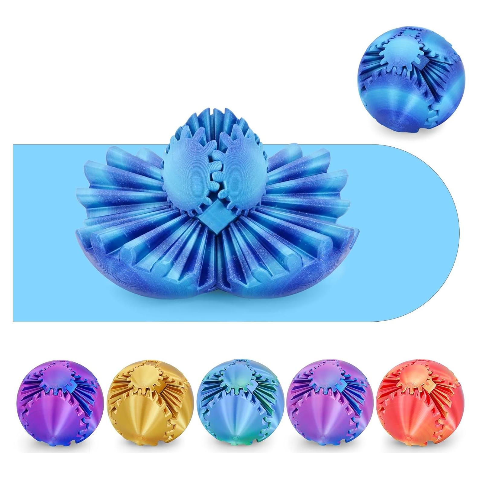 Bola de Engranaje Antiestrés 3D Minleway Azul Aurora 5.8 cm
