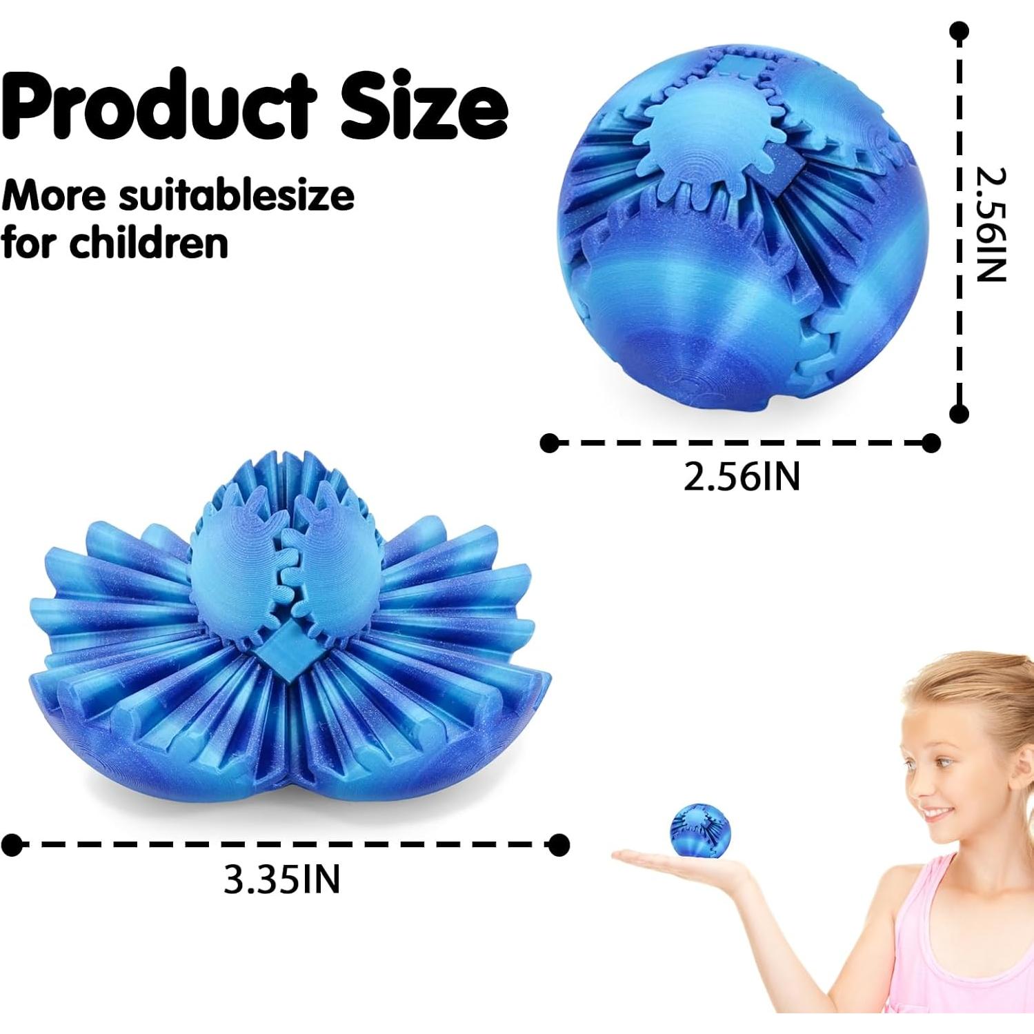 Bola de Engranaje Antiestrés 3D Minleway Azul Aurora 5.8 cm