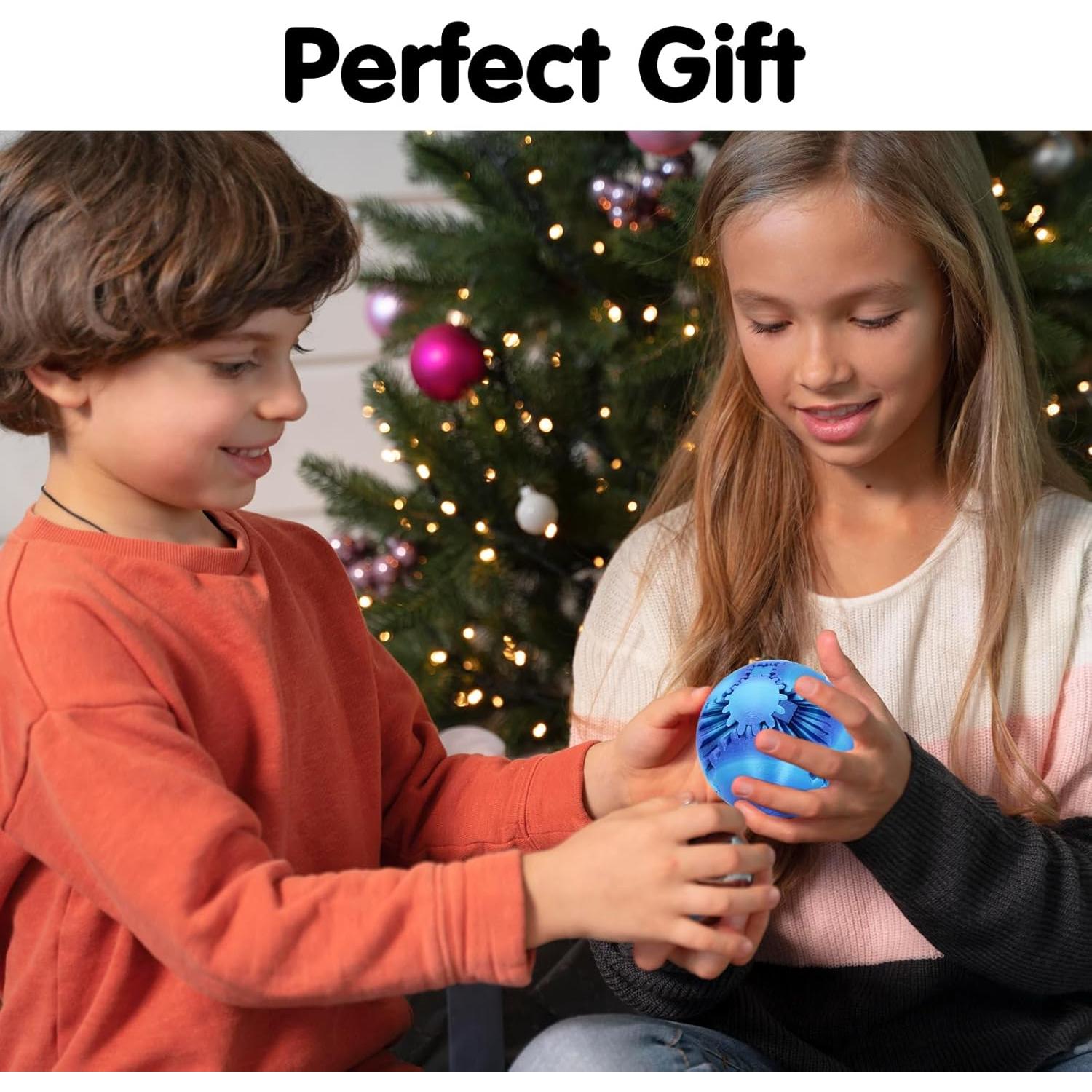 Bola de Engranaje Antiestrés 3D Minleway Azul Aurora 5.8 cm