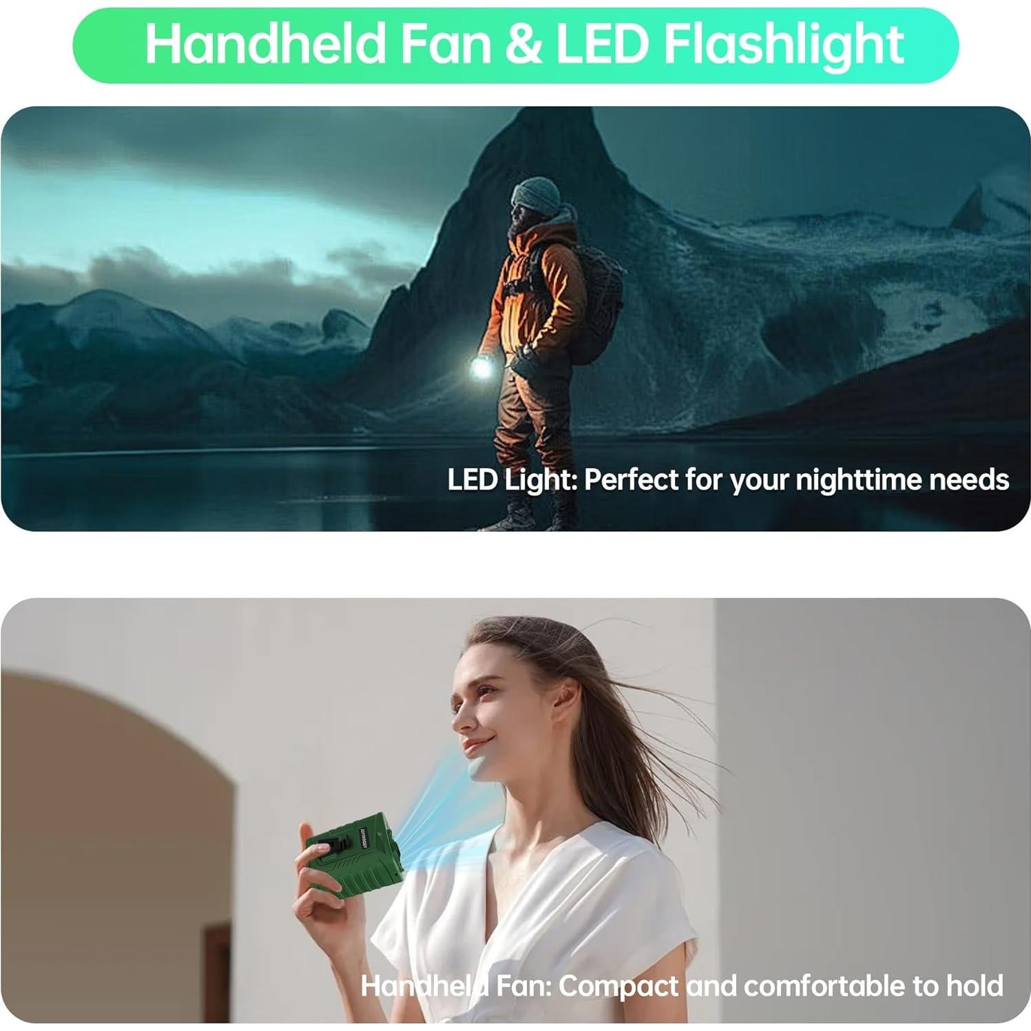 Ventilador de Cintura Portátil JoyyiKinddy GY007C 5000mAh Verde