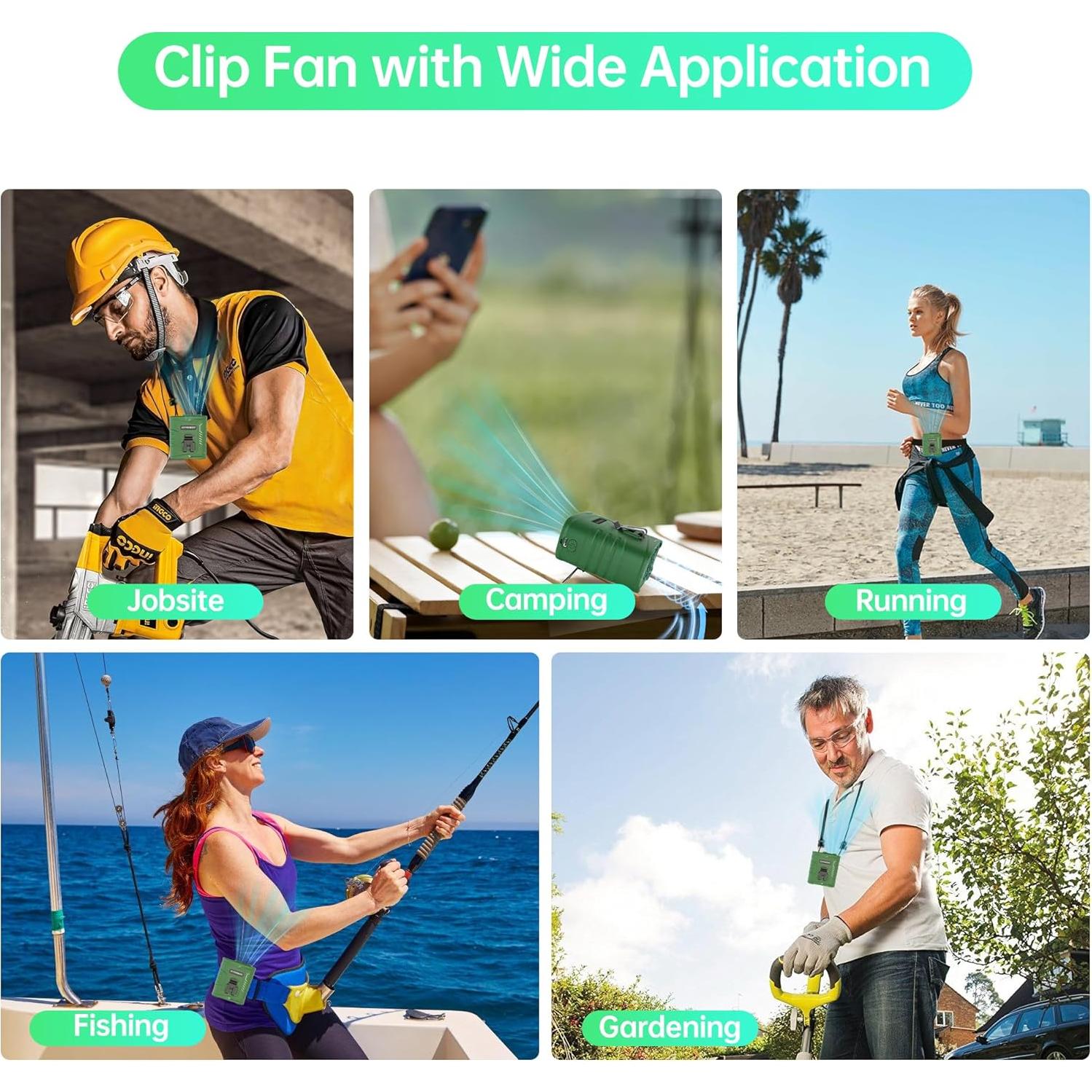 Ventilador de Cintura Portátil JoyyiKinddy GY007C 5000mAh Verde