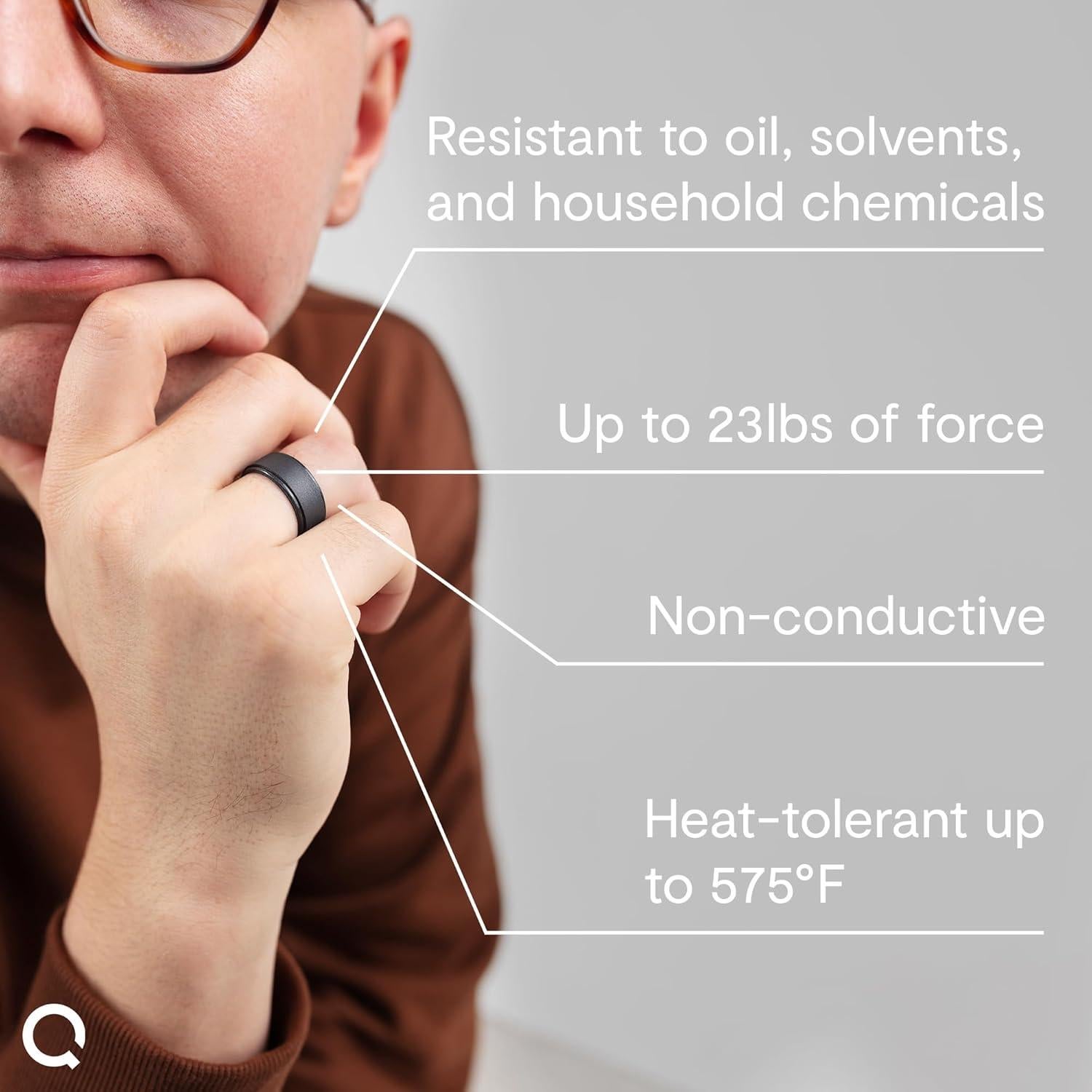 Anillo de Silicona QALO Bisel Paso Q2X Negro para Hombre