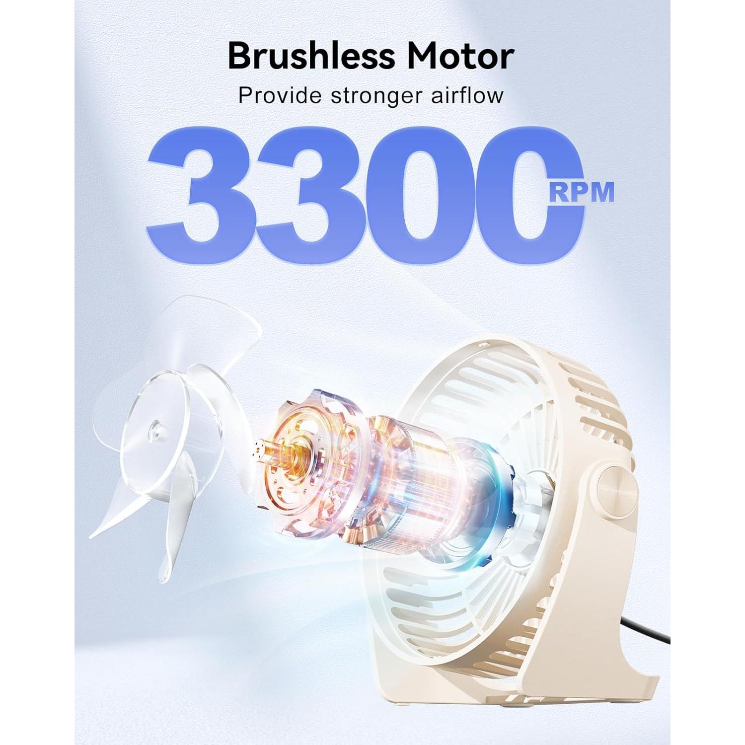 Ventilador de Escritorio USB Edvision KW53 3 Velocidades Beige