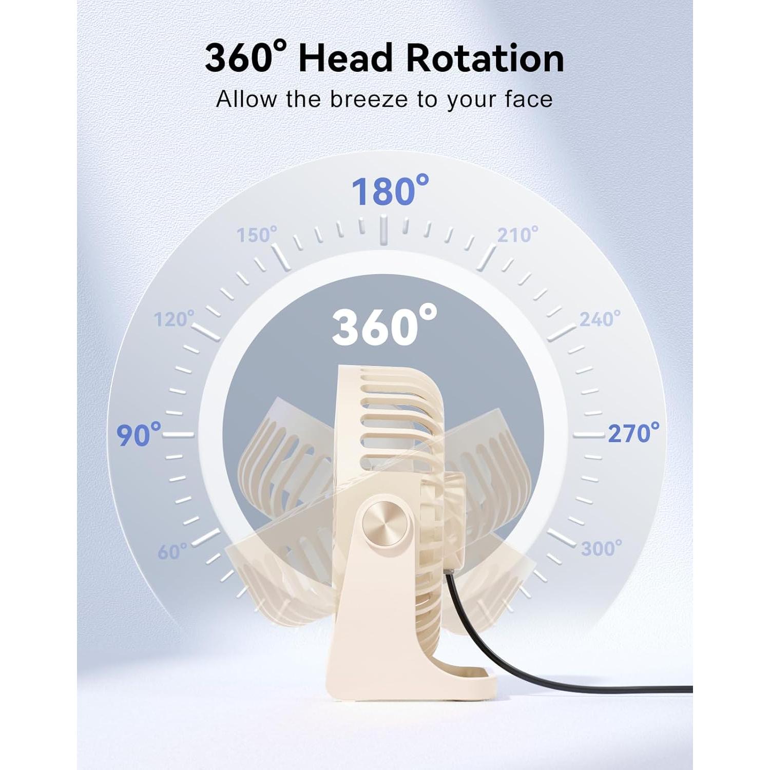 Ventilador de Escritorio USB Edvision KW53 3 Velocidades Beige
