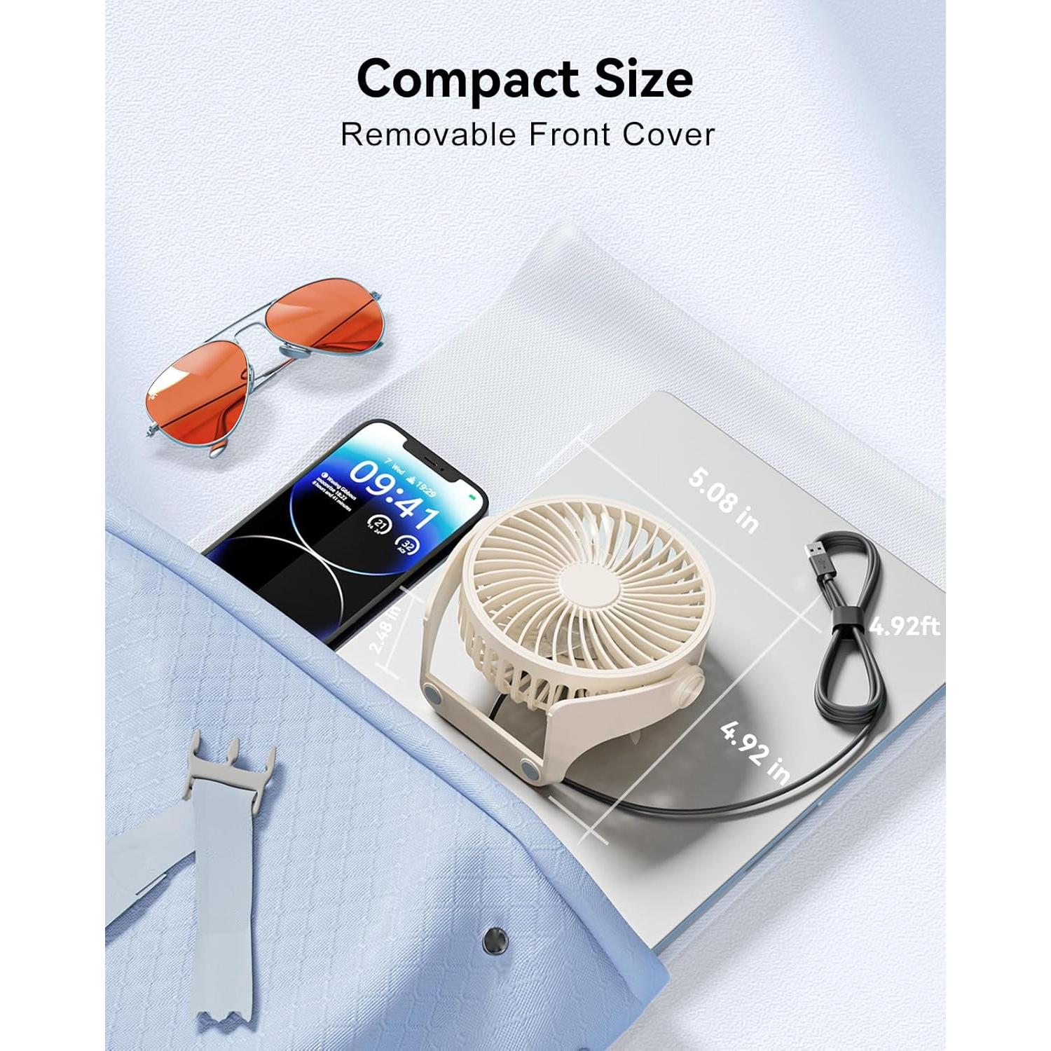 Ventilador de Escritorio USB Edvision KW53 3 Velocidades Beige