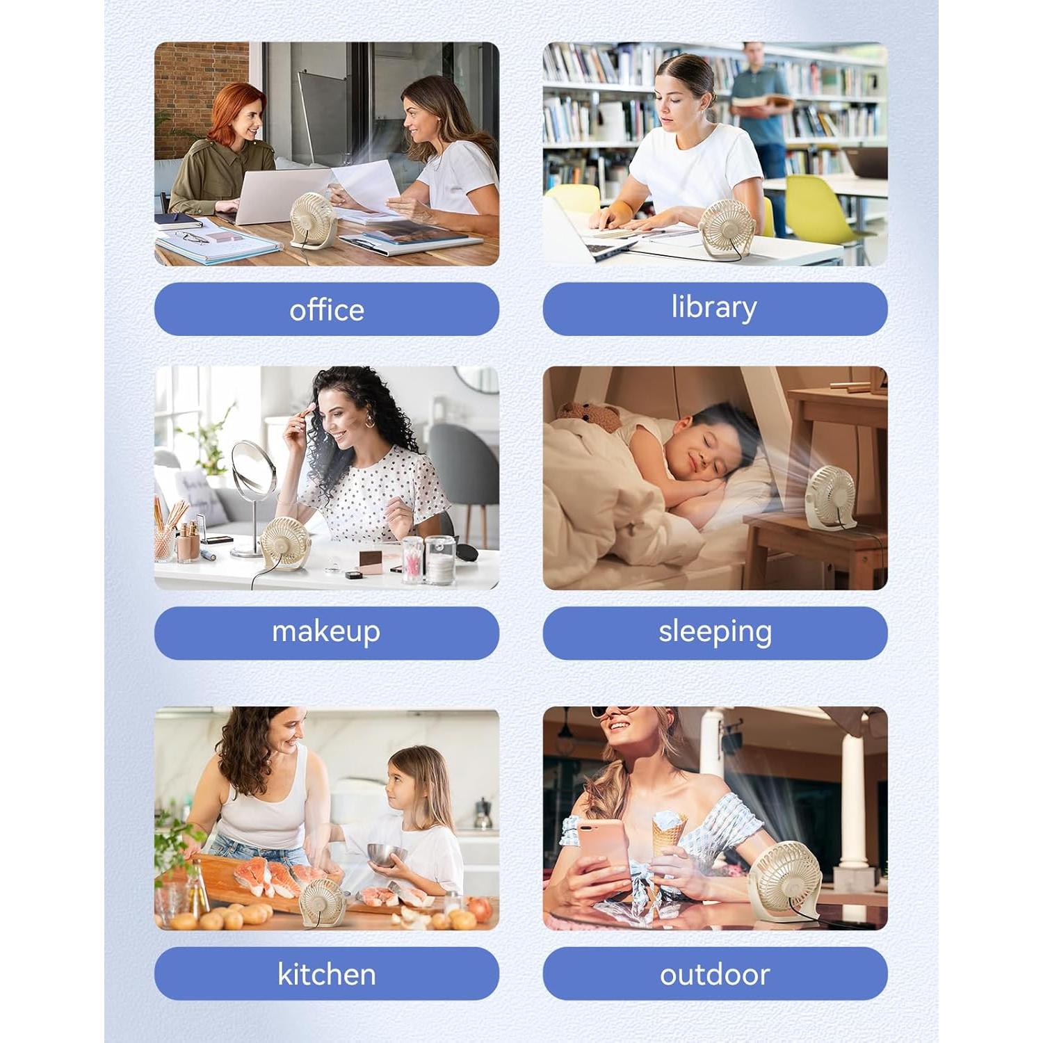 Ventilador de Escritorio USB Edvision KW53 3 Velocidades Beige