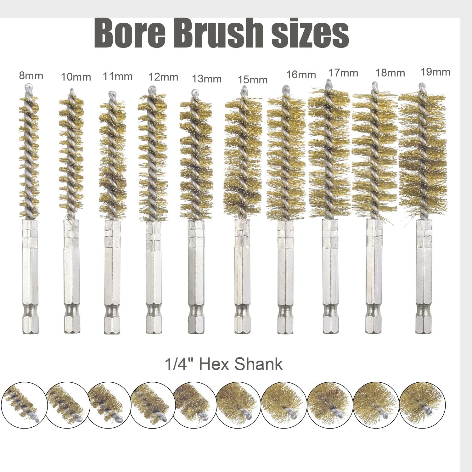 Juego de 10 Cepillos de Cañón WENORA para Taladro 8-19mm