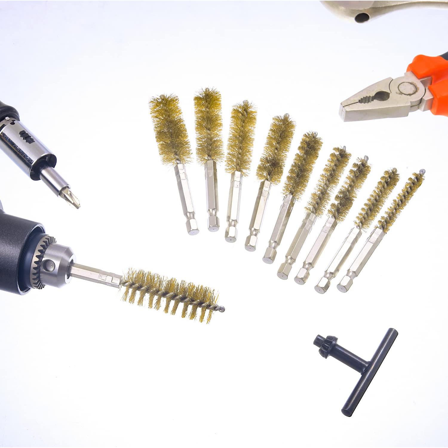 Juego de 10 Cepillos de Cañón WENORA para Taladro 8-19mm