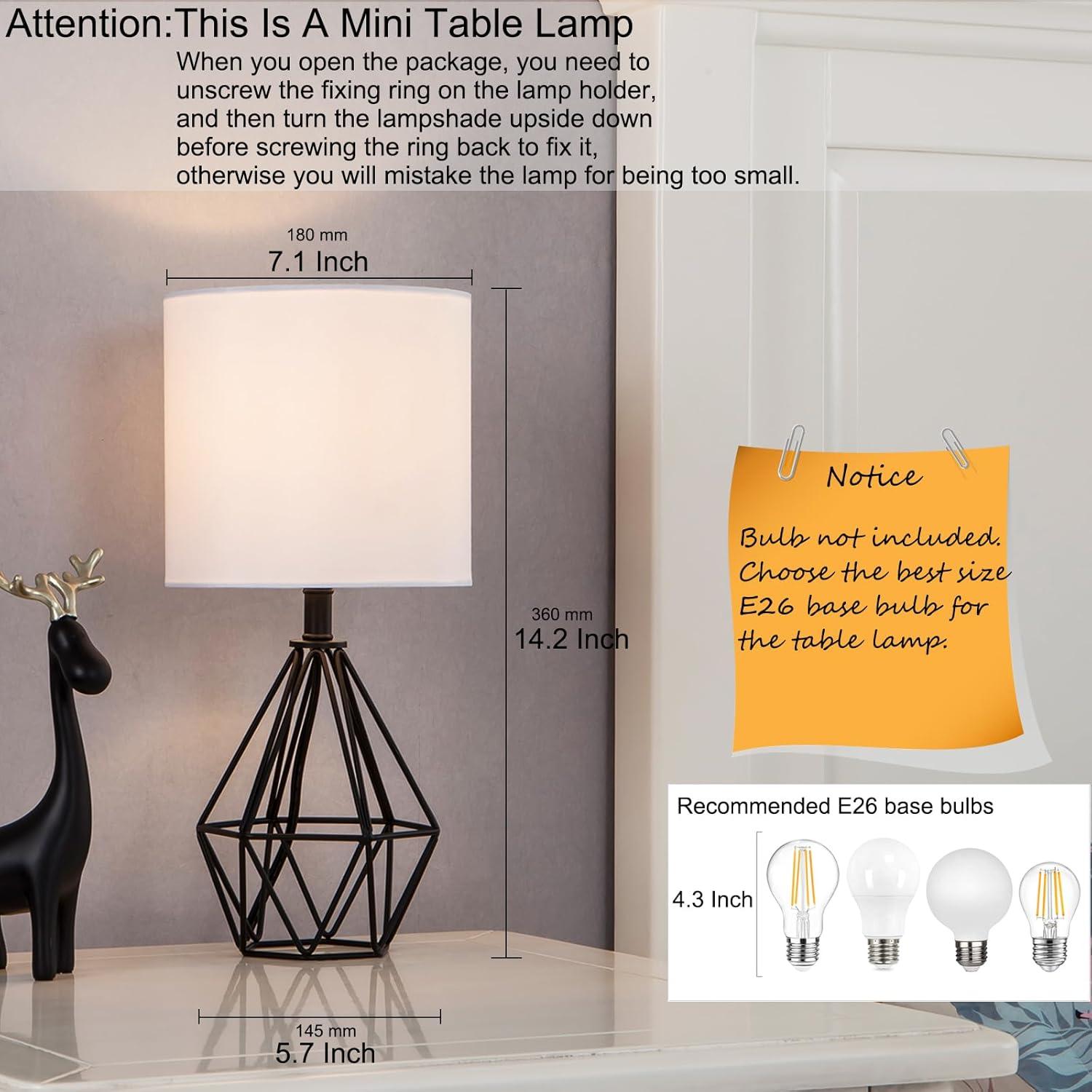 Lámpara de Mesa COTULIN Negra 36 cm con Pantalla de Tela