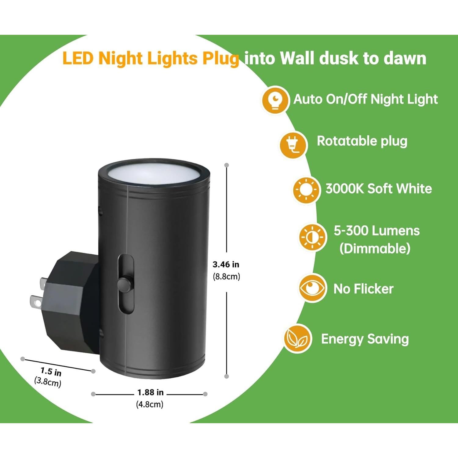 Luces Nocturnas LED GEPLAD 4PK-B Regulables 3000K