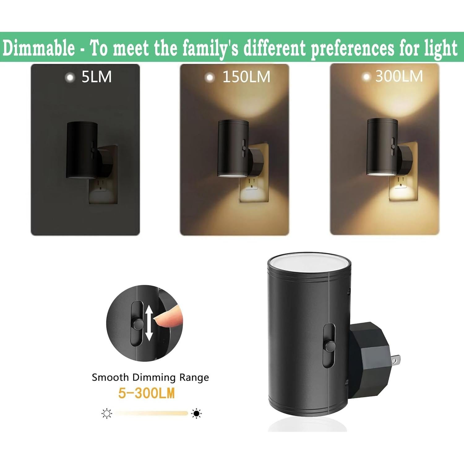 Luces Nocturnas LED GEPLAD 4PK-B Regulables 3000K