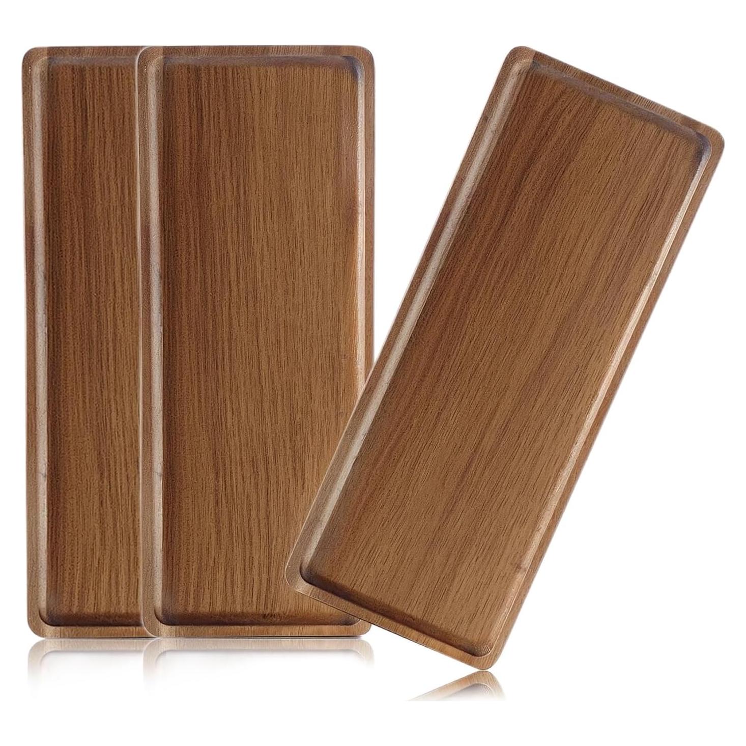 Bandejas de Madera de Acacia Linwnil - 3 Piezas 35.1 cm
