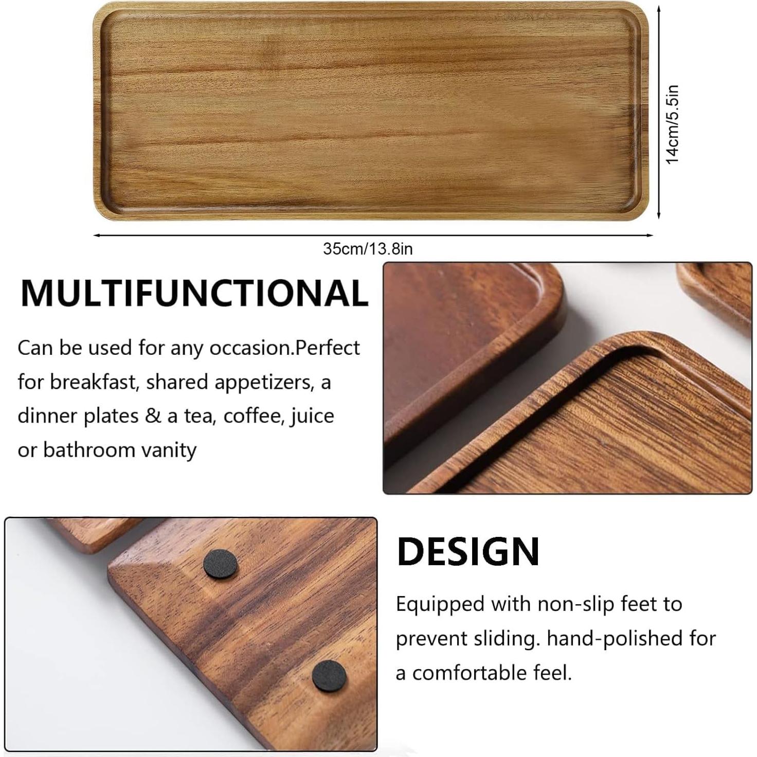 Bandejas de Madera de Acacia Linwnil - 3 Piezas 35.1 cm