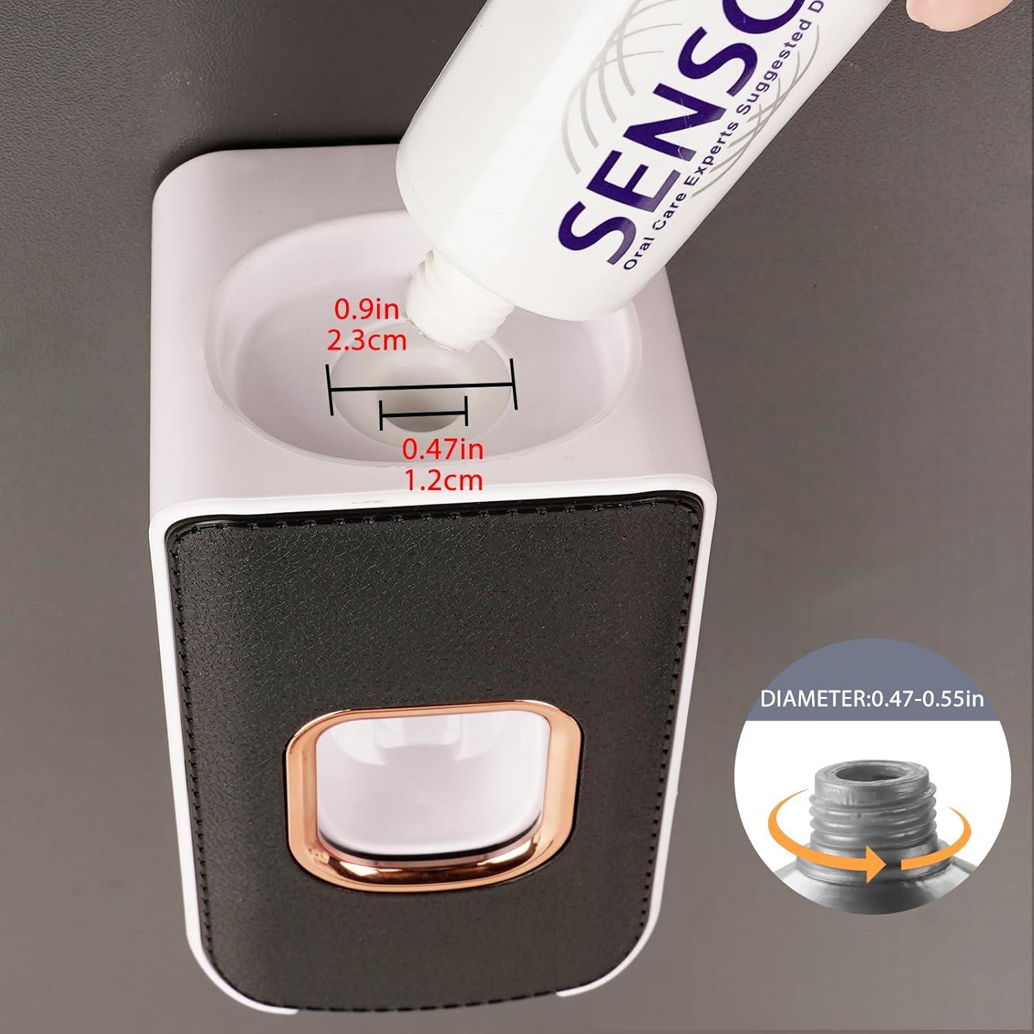 Soporte de Cepillo de Dientes LUEXBOX con Dispensador Negro 2 en 1