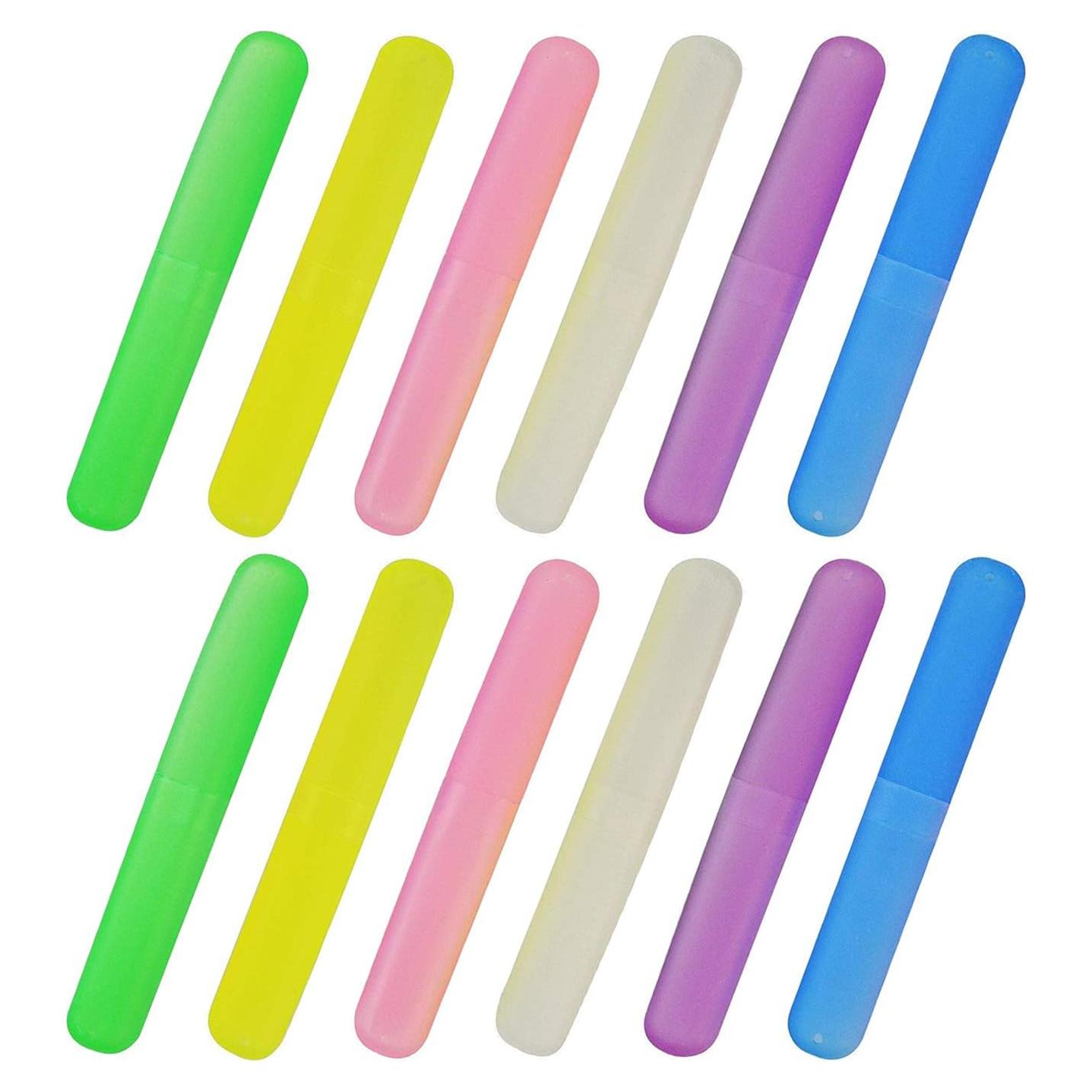 12PCS Plastic Toothbrush Case Six Colors Portable Dust-proof Toothbrush Cases Toothbrushes Holder for Daily and Travel Use (12)