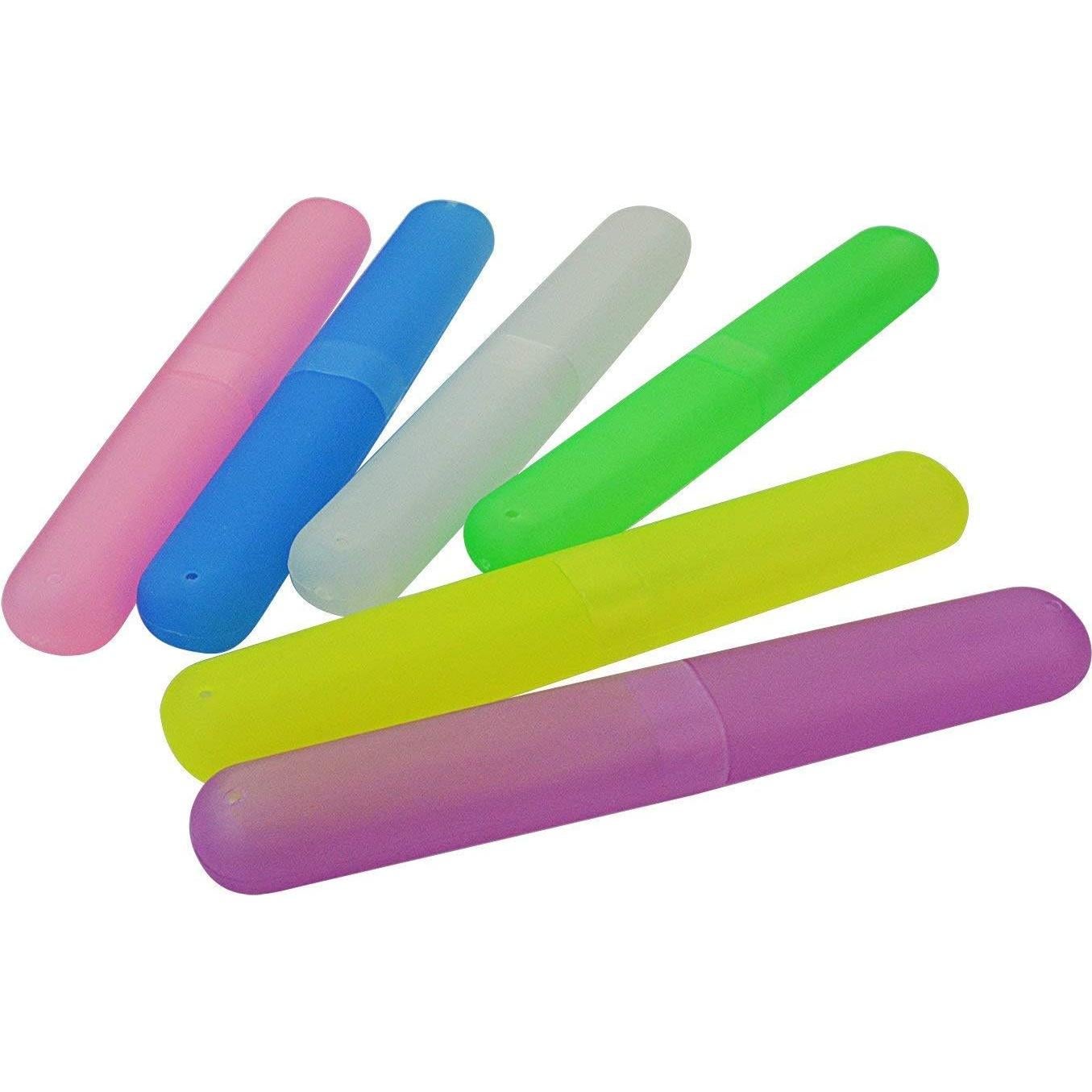 12PCS Plastic Toothbrush Case Six Colors Portable Dust-proof Toothbrush Cases Toothbrushes Holder for Daily and Travel Use (12)
