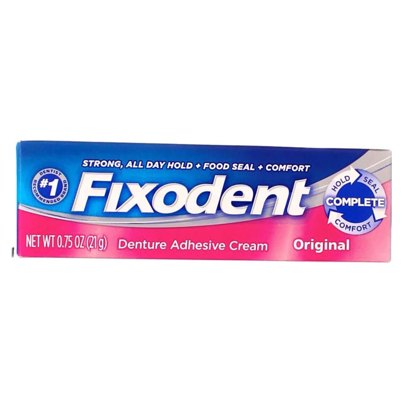 Crema Adhesiva para Dentaduras Fixodent Original 8 Piezas