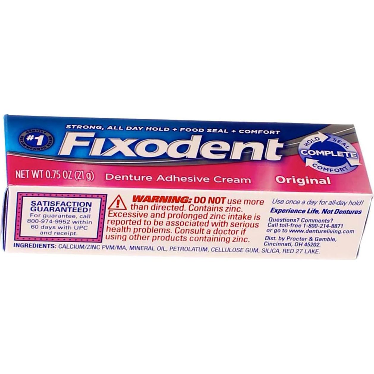 Crema Adhesiva para Dentaduras Fixodent Original 8 Piezas