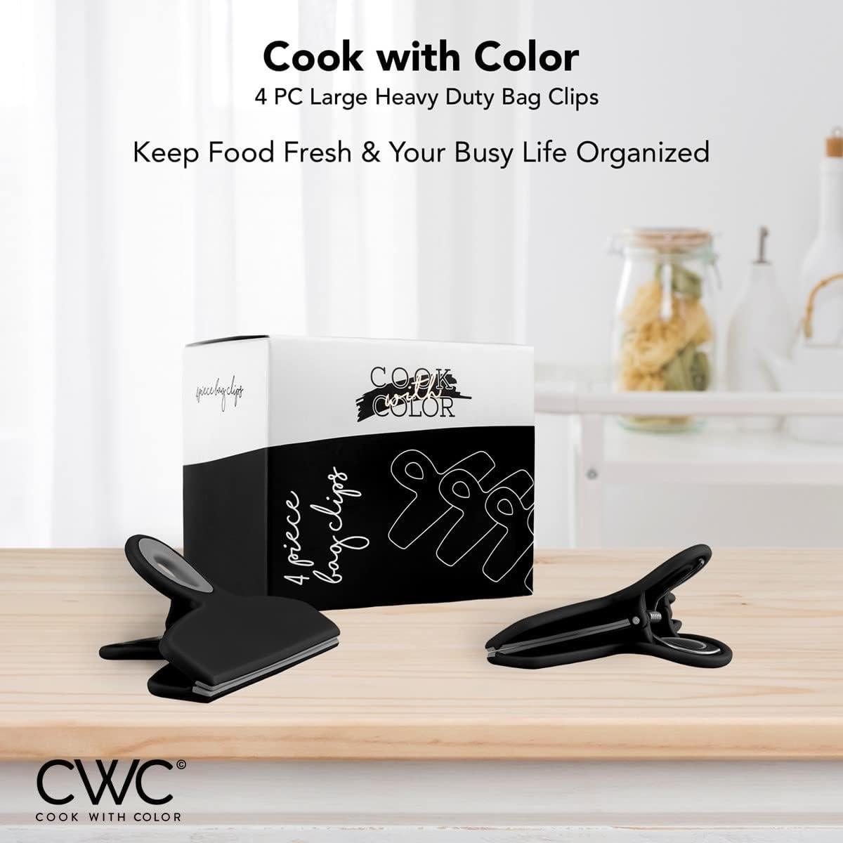 Clips para Bolsas COOK WITH COLOR - Paquete de 4 Grandes Negros