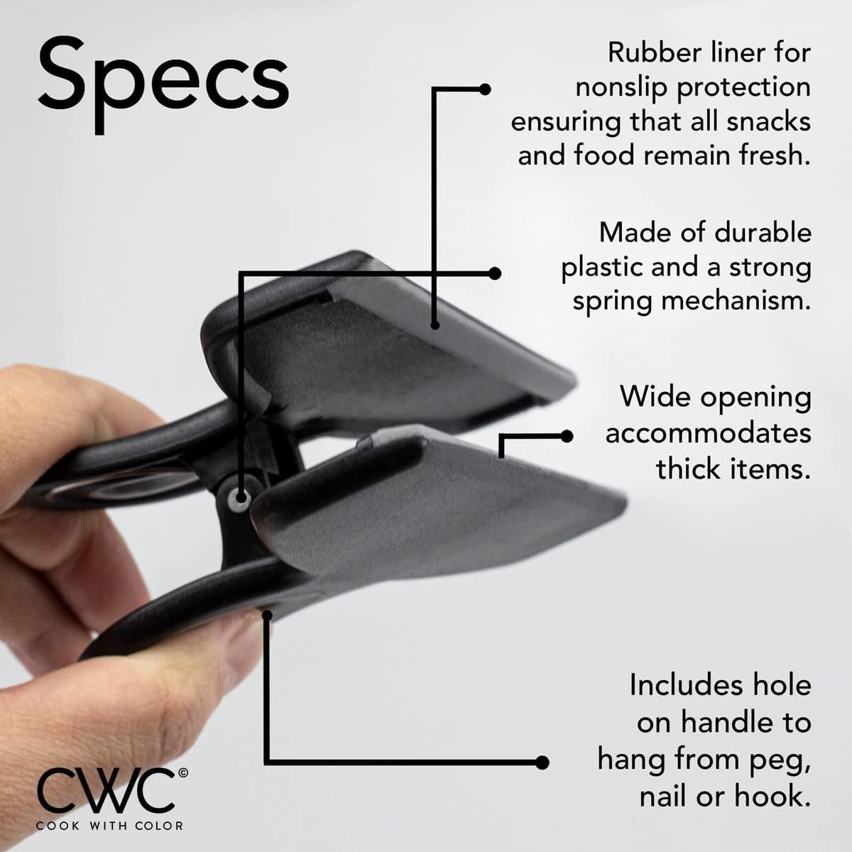 Clips para Bolsas COOK WITH COLOR - Paquete de 4 Grandes Negros