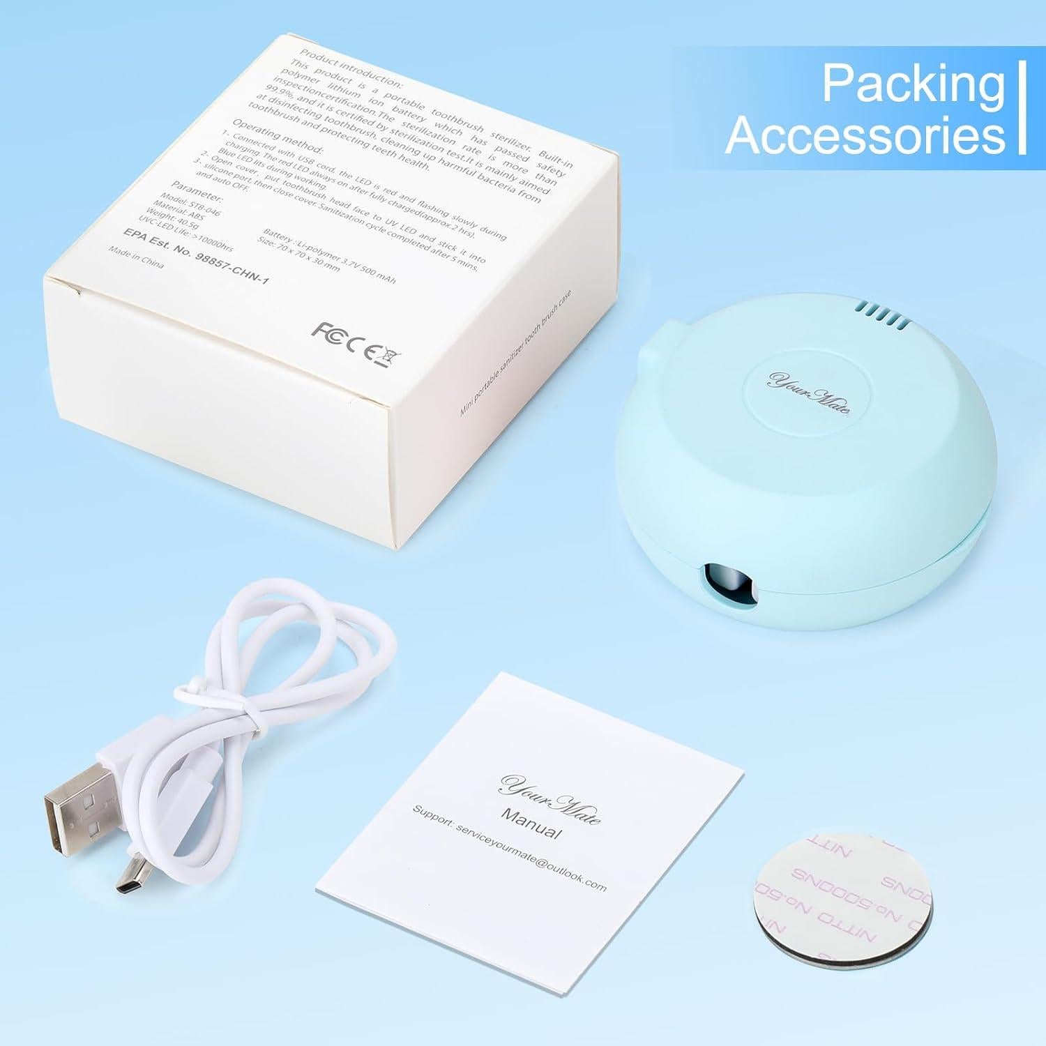 Estuche desinfectante para cepillo de dientes YourMate azul