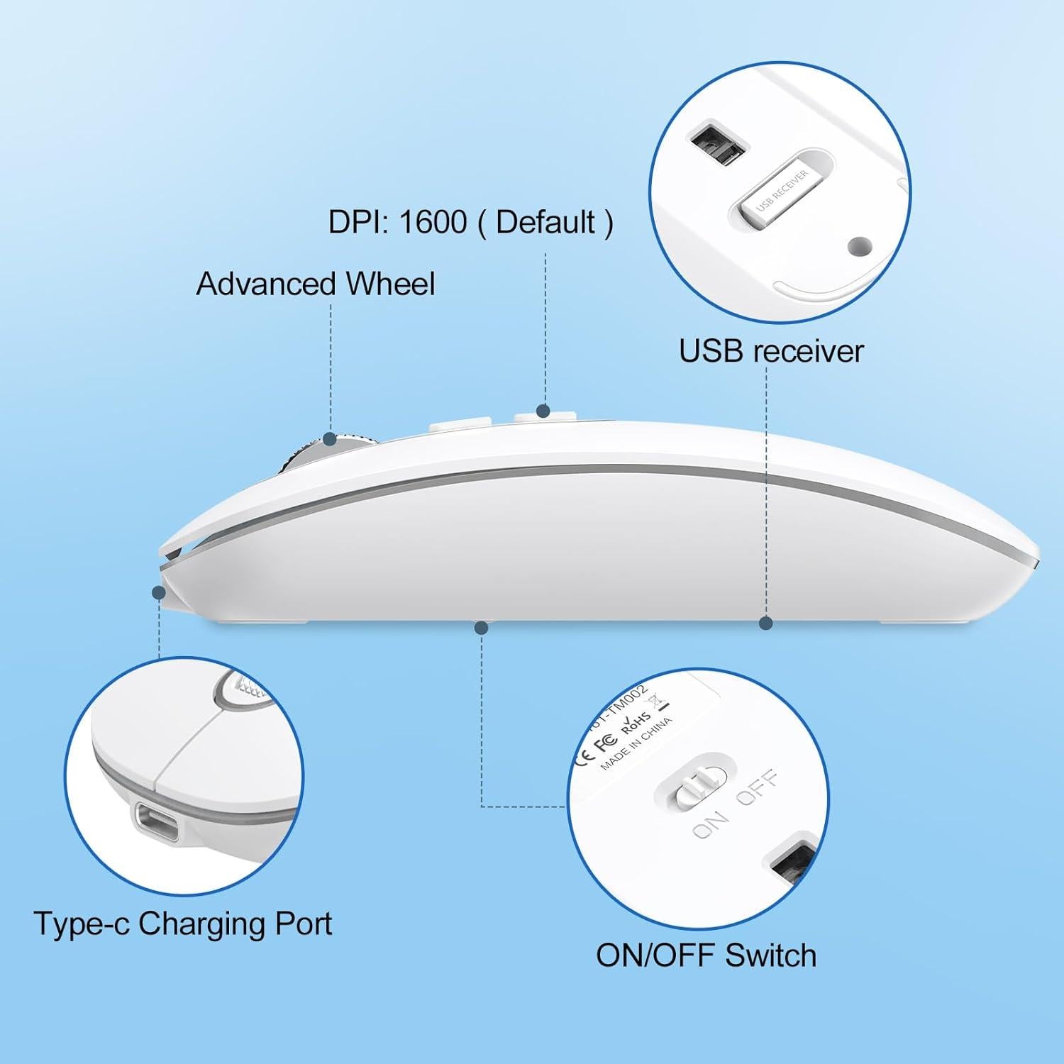 Combo Teclado y Ratón Inalámbrico CimeTech KF007-M01 Blanco