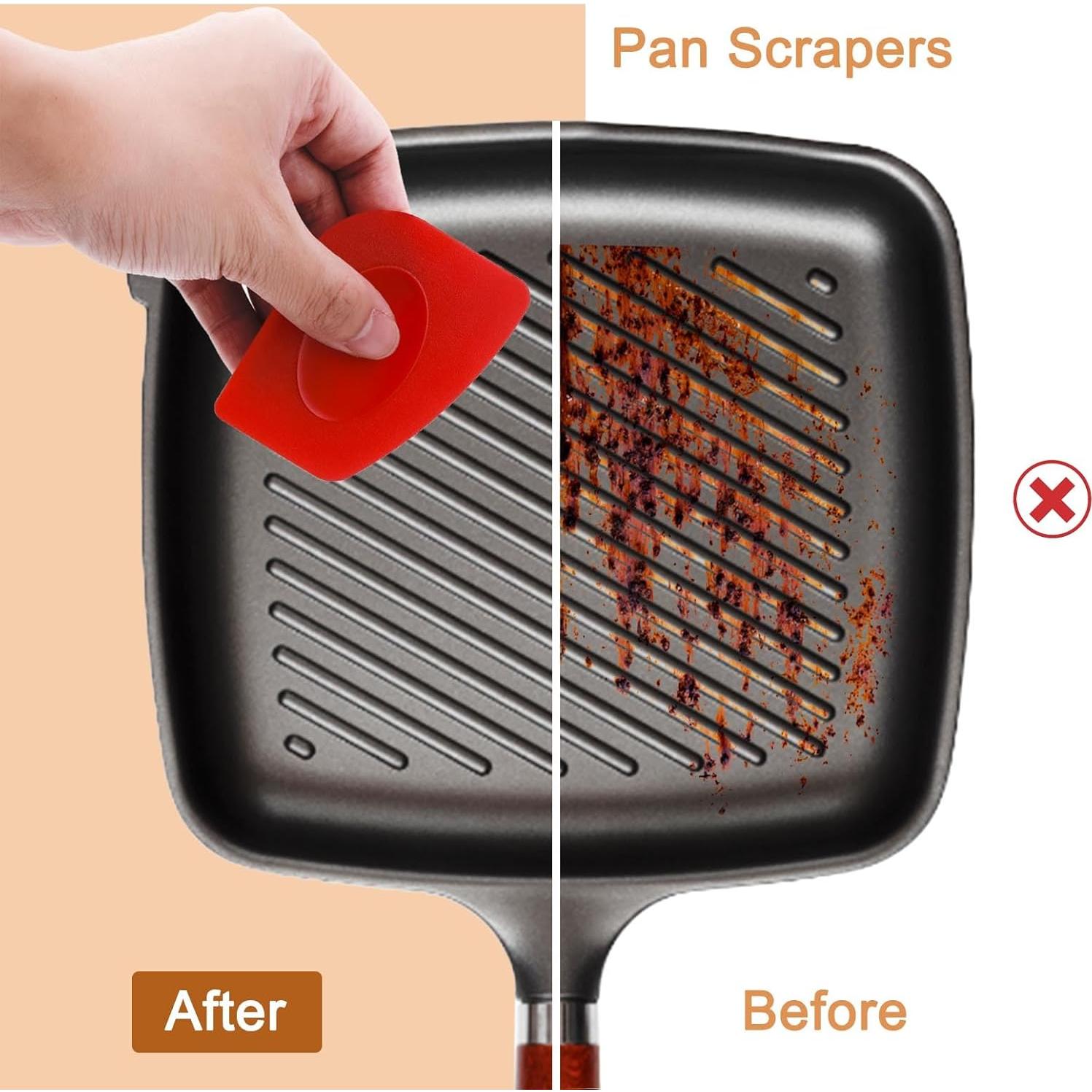 Juego de 3 Raspadores de Sartén de Plástico WLLHYF - Rojo