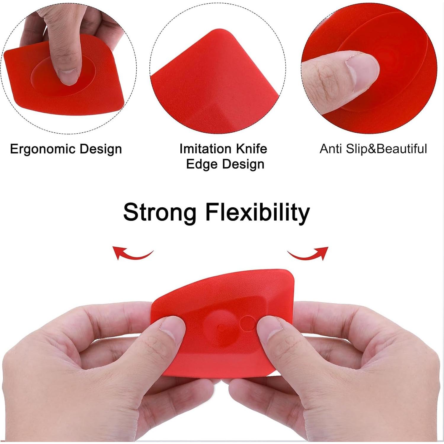 Juego de 3 Raspadores de Sartén de Plástico WLLHYF - Rojo