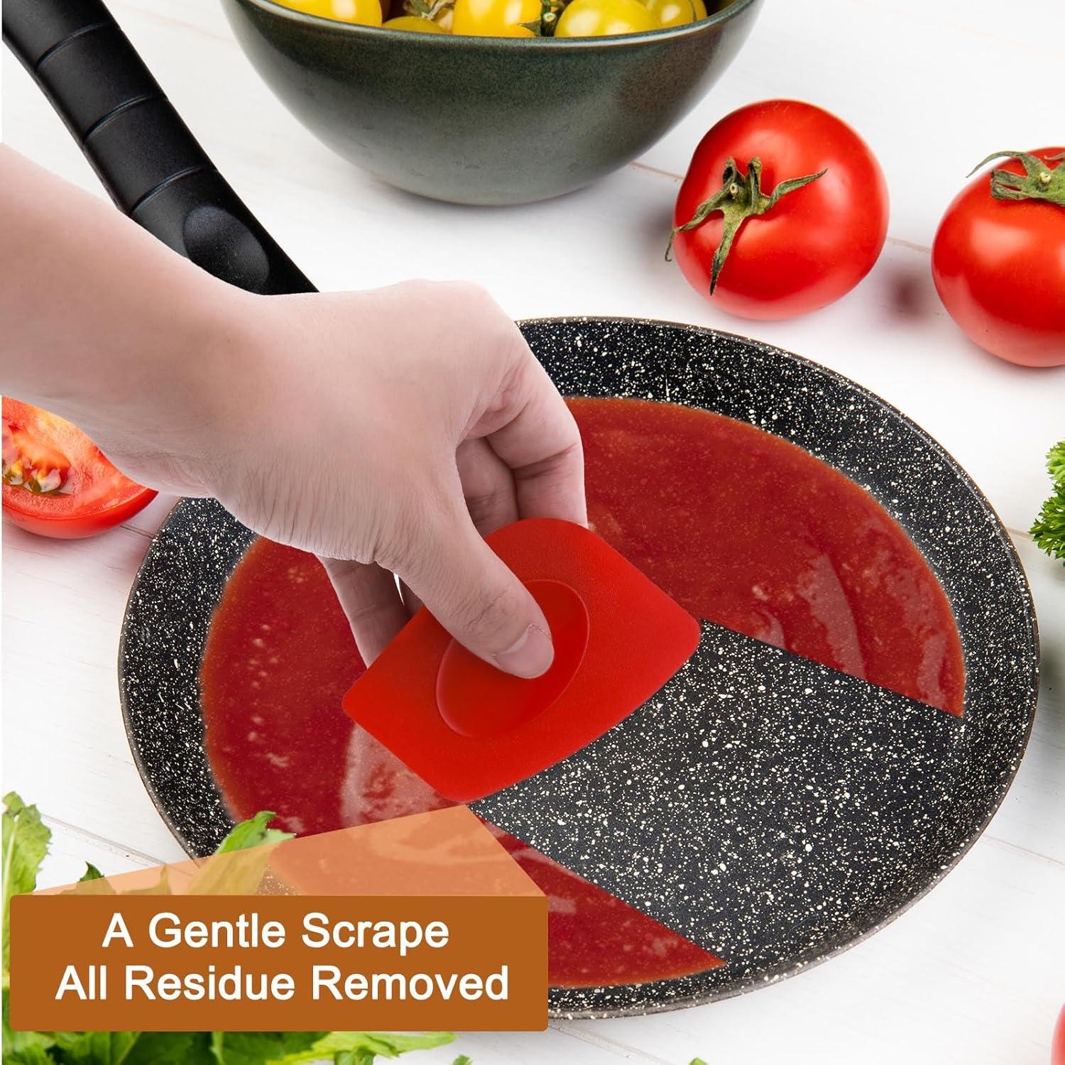 Juego de 3 Raspadores de Sartén de Plástico WLLHYF - Rojo