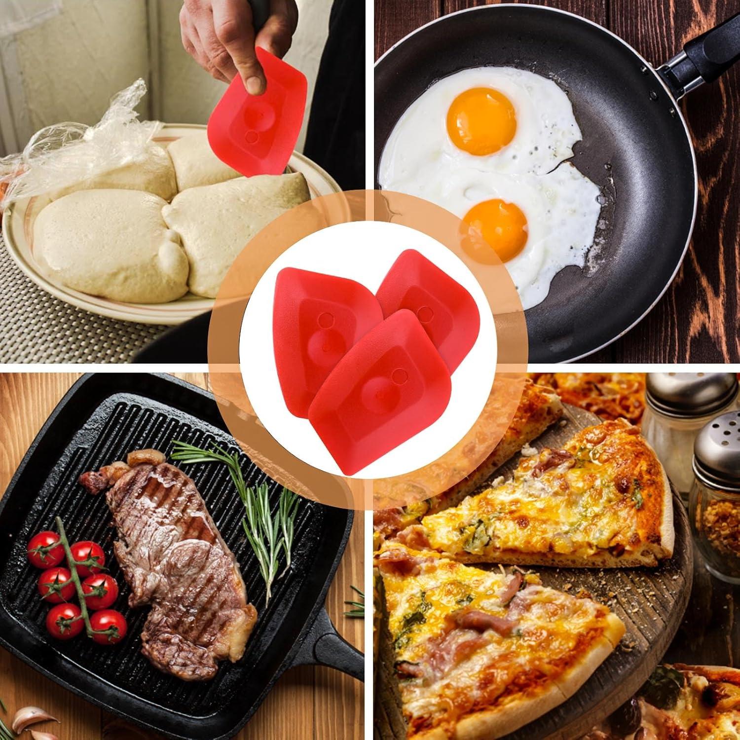 Juego de 3 Raspadores de Sartén de Plástico WLLHYF - Rojo