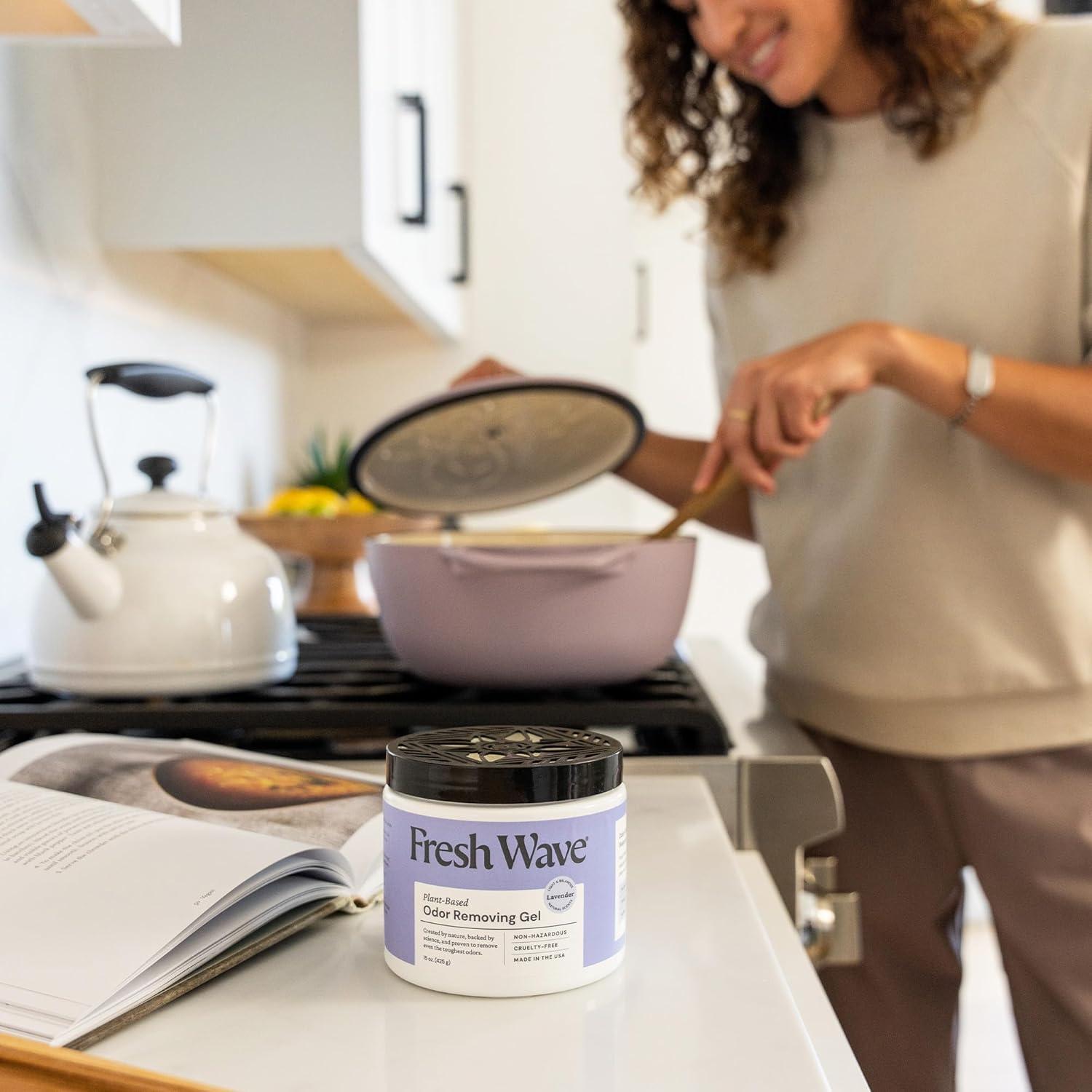 Fresh Wave Lavender Odor Removing Gel, 15 oz. | Odor Absorbers for Home | Safer Odor Relief | Natural Plant-Based Odor Eliminator | Every 15 oz. Lasts 30-60 Days | for Cooking, Trash & Pets