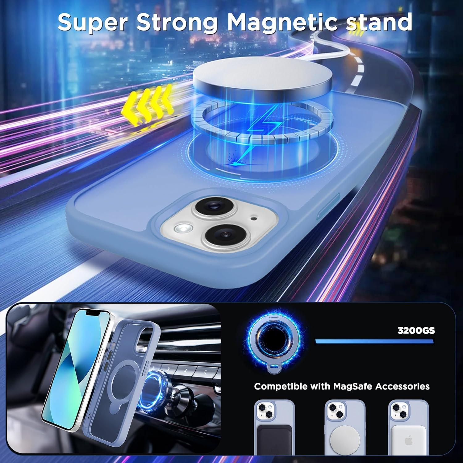 Funda Magnética CACOE para iPhone 13/14 6.1" Azul con Soporte 360°