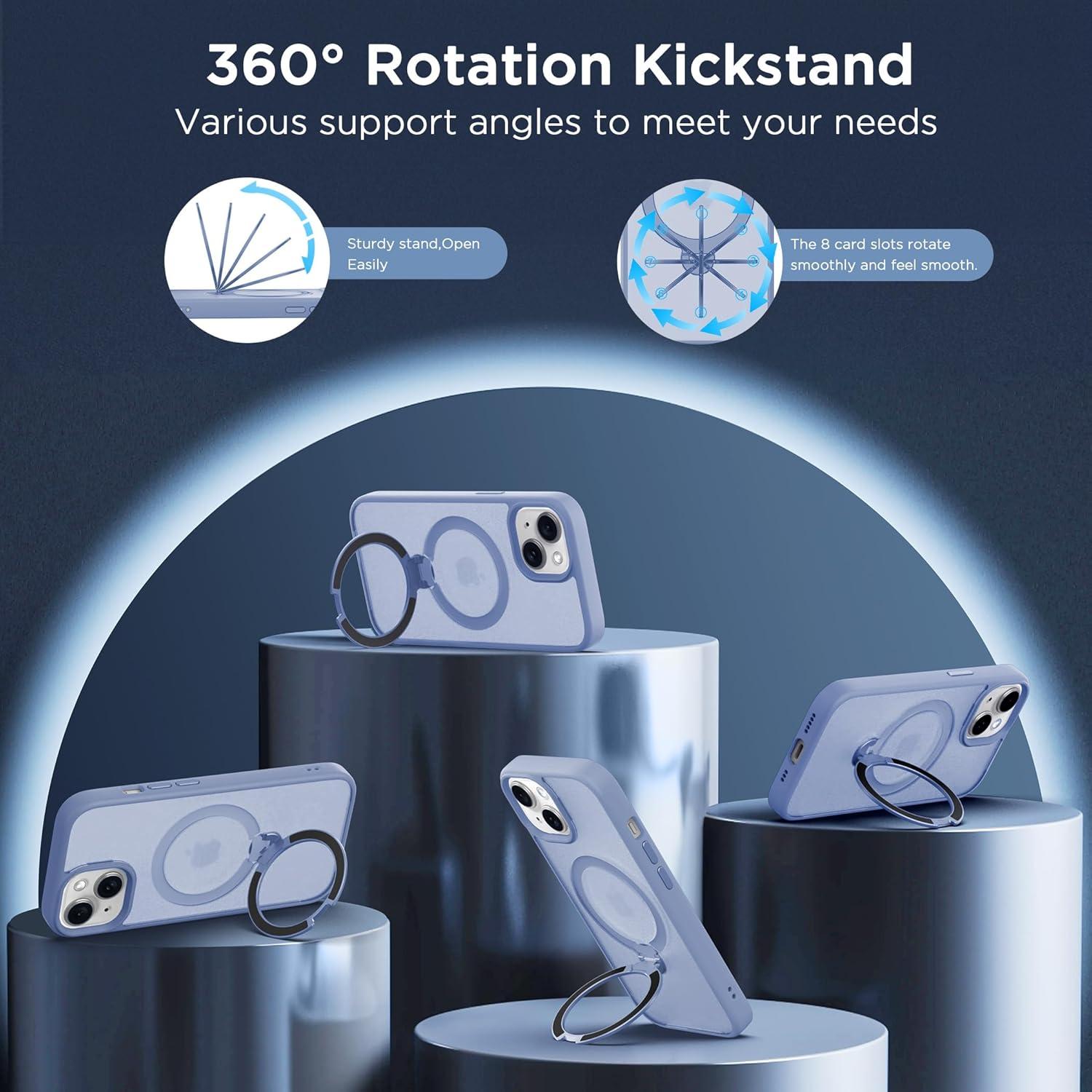 Funda Magnética CACOE para iPhone 13/14 6.1" Azul con Soporte 360°
