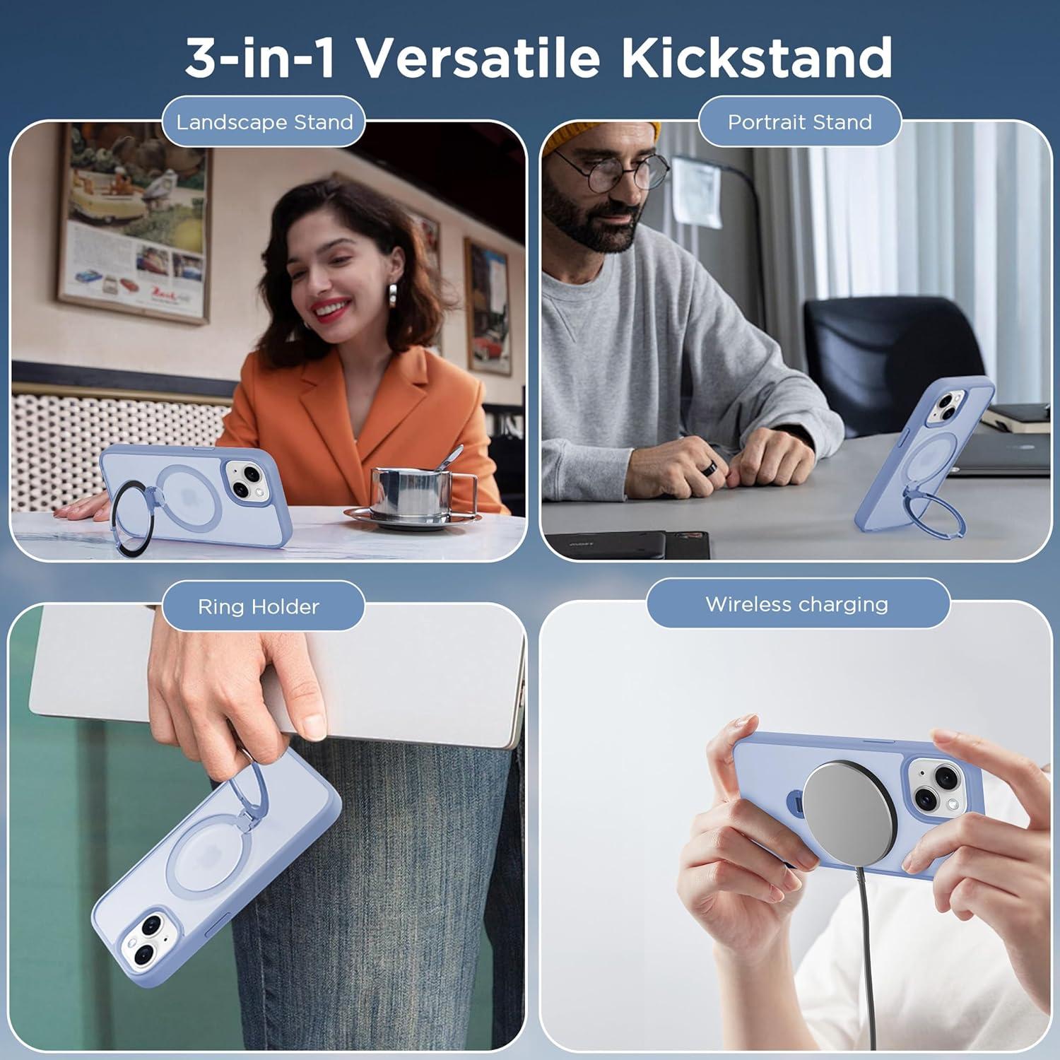 Funda Magnética CACOE para iPhone 13/14 6.1" Azul con Soporte 360°