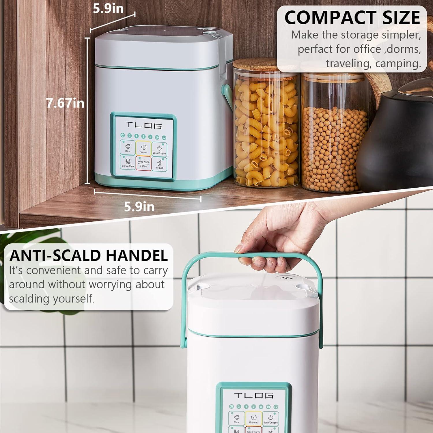 Cocedor de Arroz TLOG Mini 2.5 Tazas Cerámico Portátil