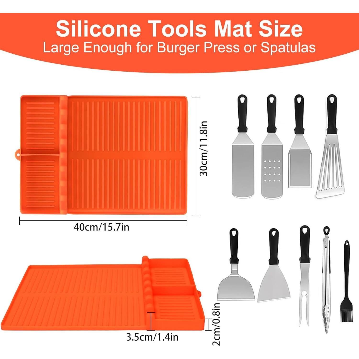 Alfombrilla de Silicona GOSALISU para Parrilla 42x28 cm Naranja