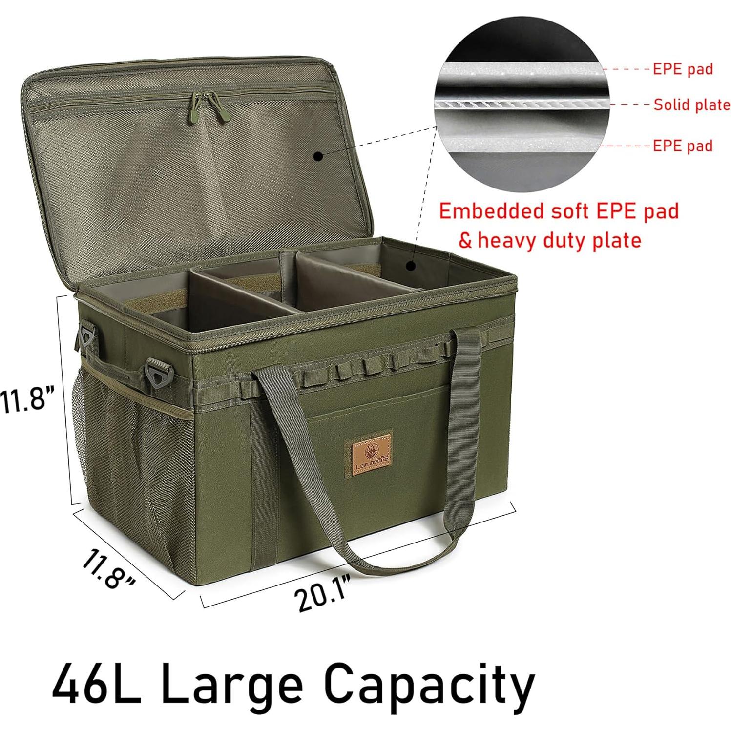 Bolsa de Almacenamiento Táctica Lemubeane 38L Negra para Camping