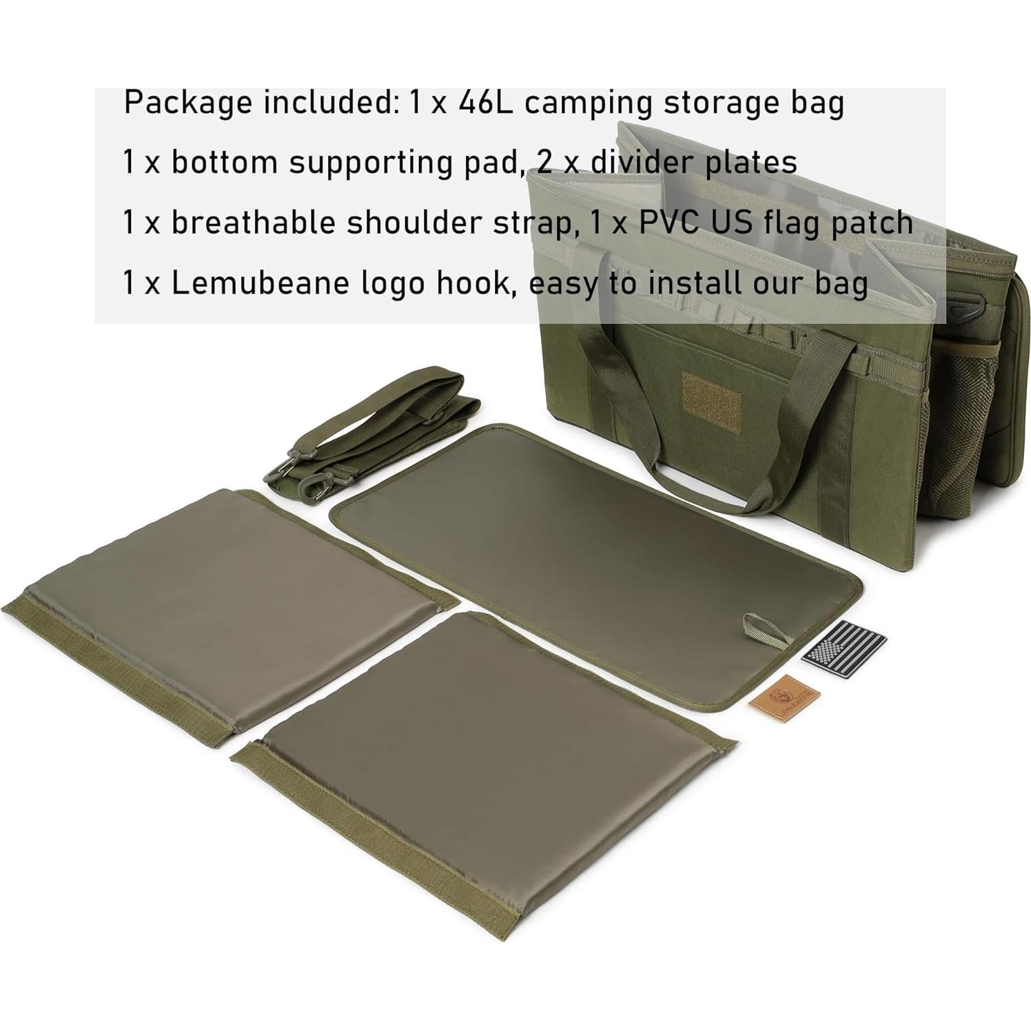 Bolsa de Almacenamiento Táctica Lemubeane 38L Negra para Camping