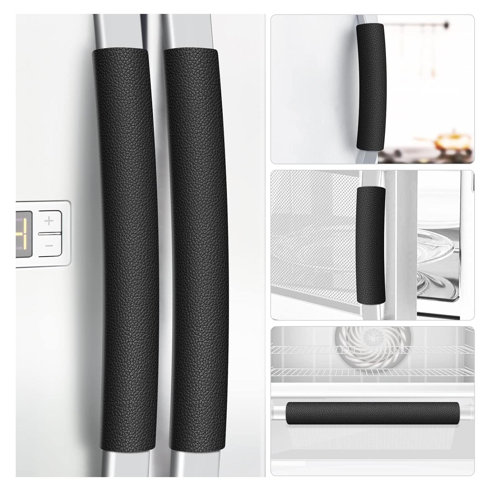 Cubiertas de Manijas de Refrigerador Metonsto 5 Piezas Cuero Negro
