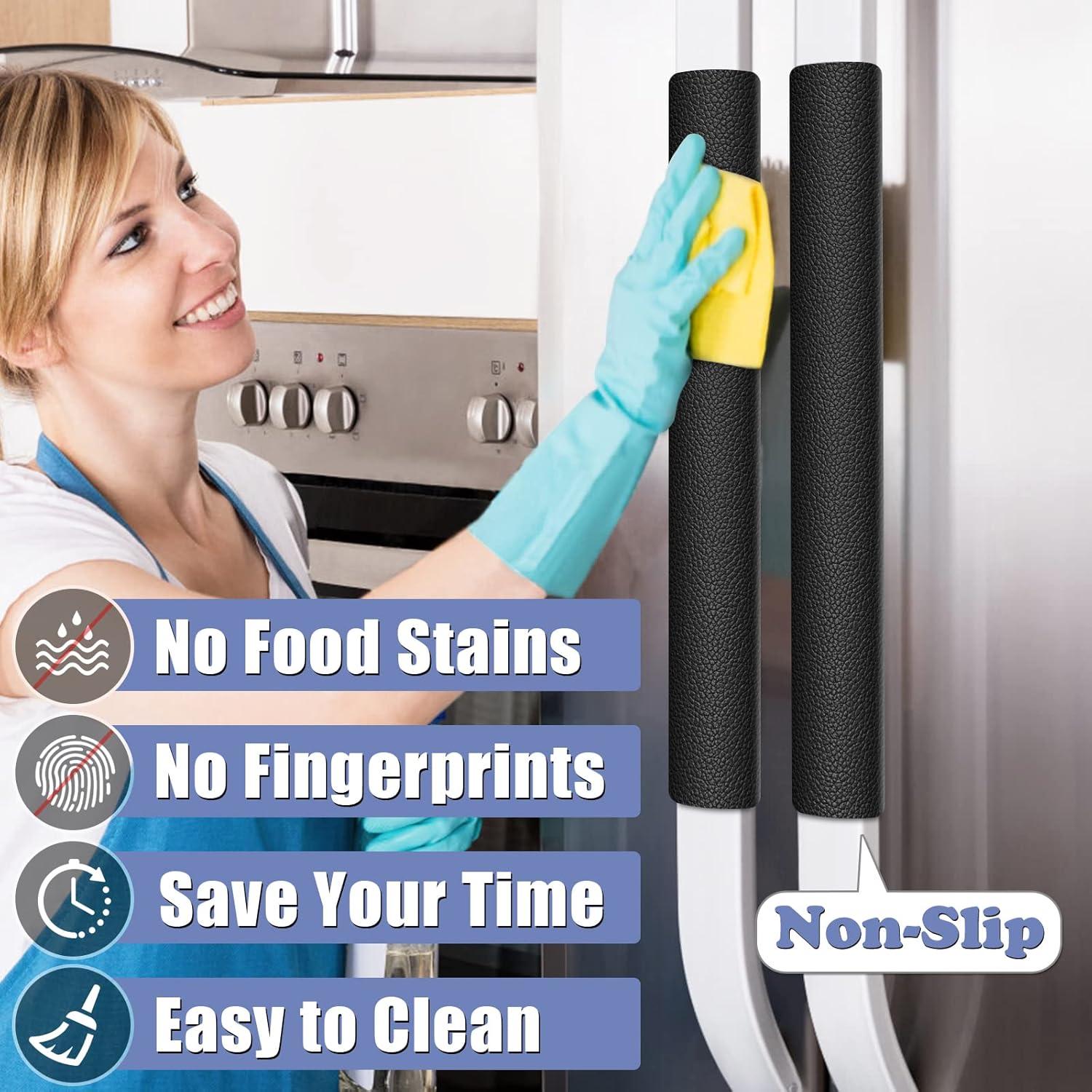 Cubiertas de Manijas de Refrigerador Metonsto 5 Piezas Cuero Negro