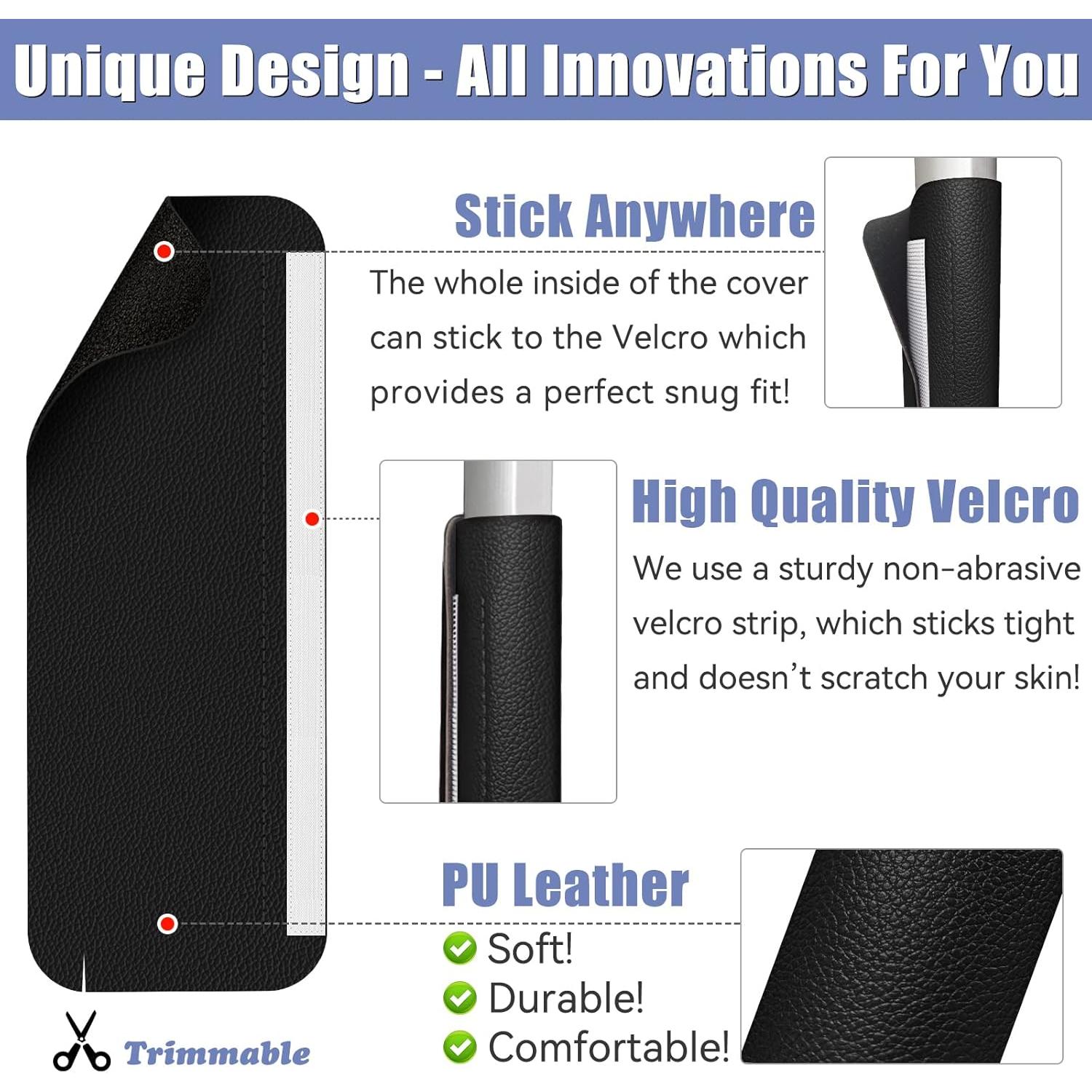 Cubiertas de Manijas de Refrigerador Metonsto 5 Piezas Cuero Negro