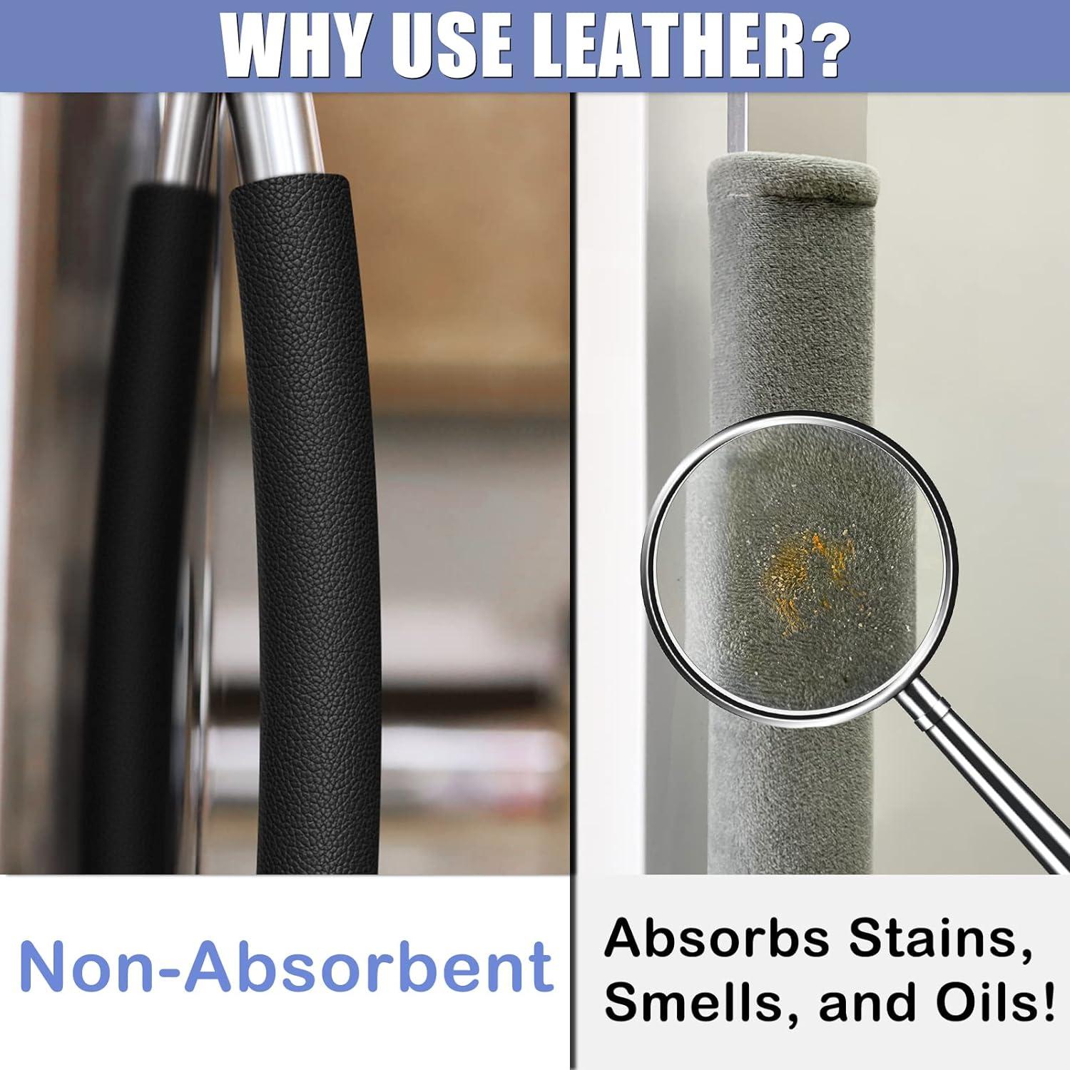 Cubiertas de Manijas de Refrigerador Metonsto 5 Piezas Cuero Negro